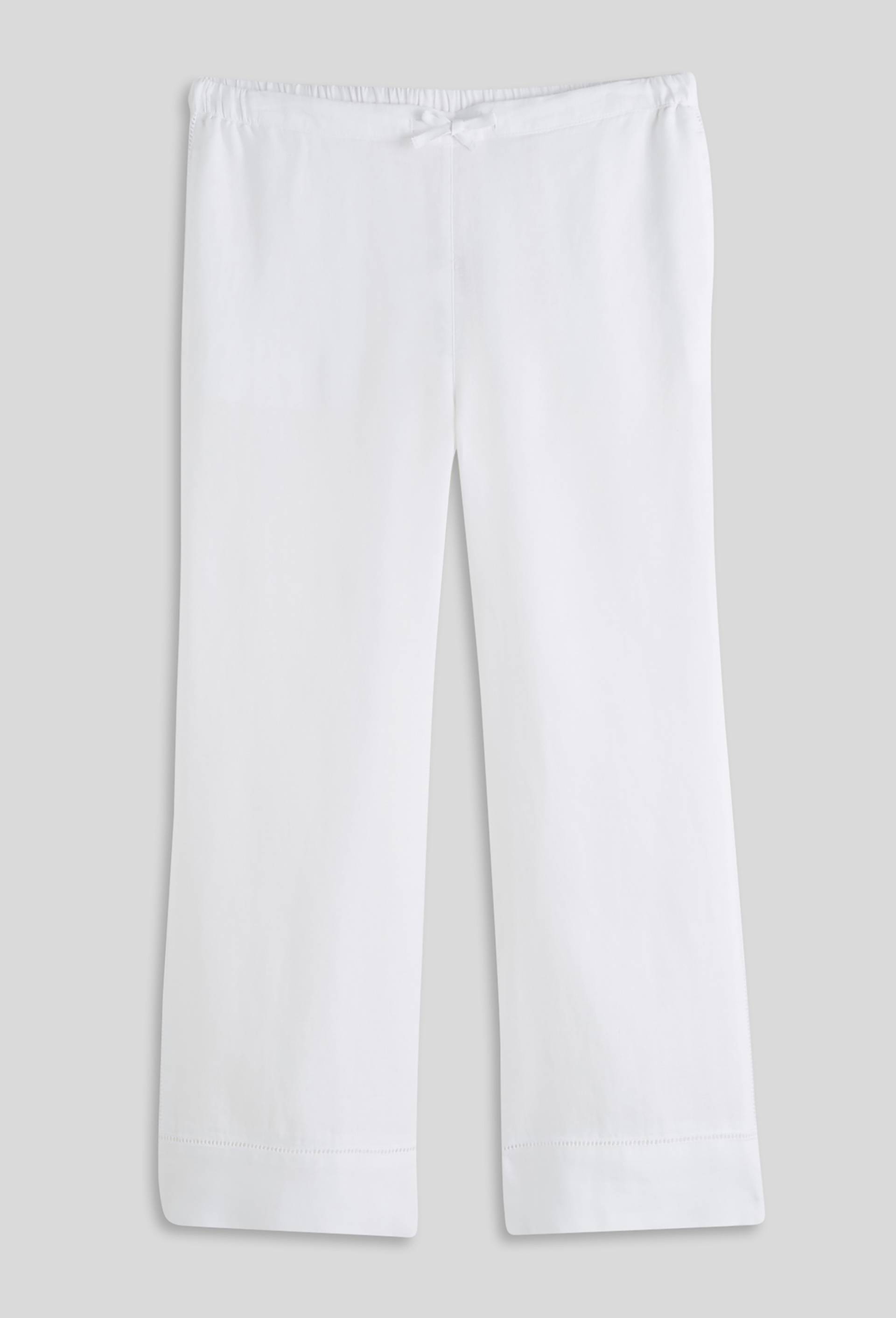 Pantalon droit d&eacute;tails jour &eacute;chelle en lin, European Flax, Blanc, large image number 2.0