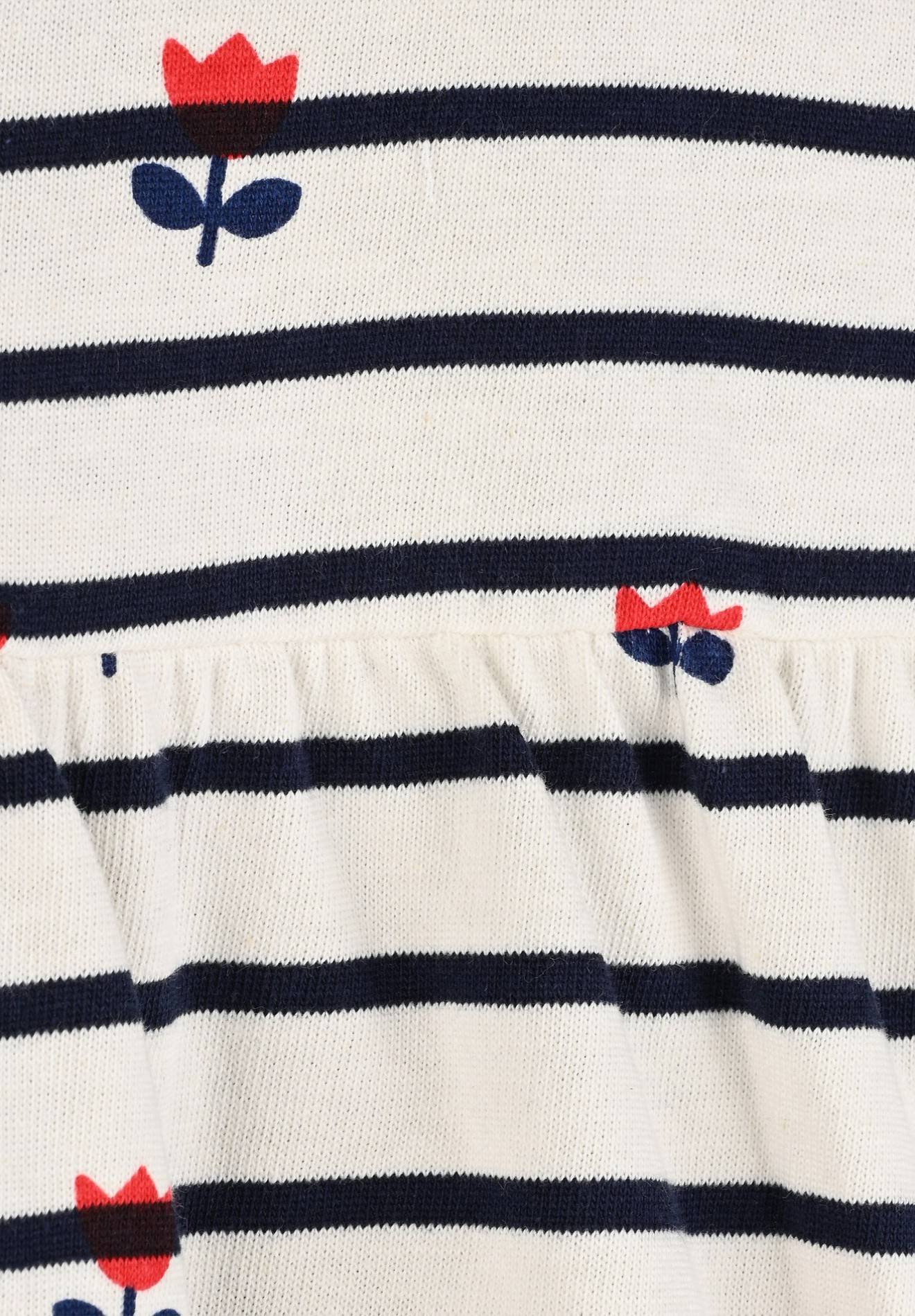 Robe jersey rayée imprimée fleurs en coton BIO, Oeko-Tex, Bleu foncé, large image number 4