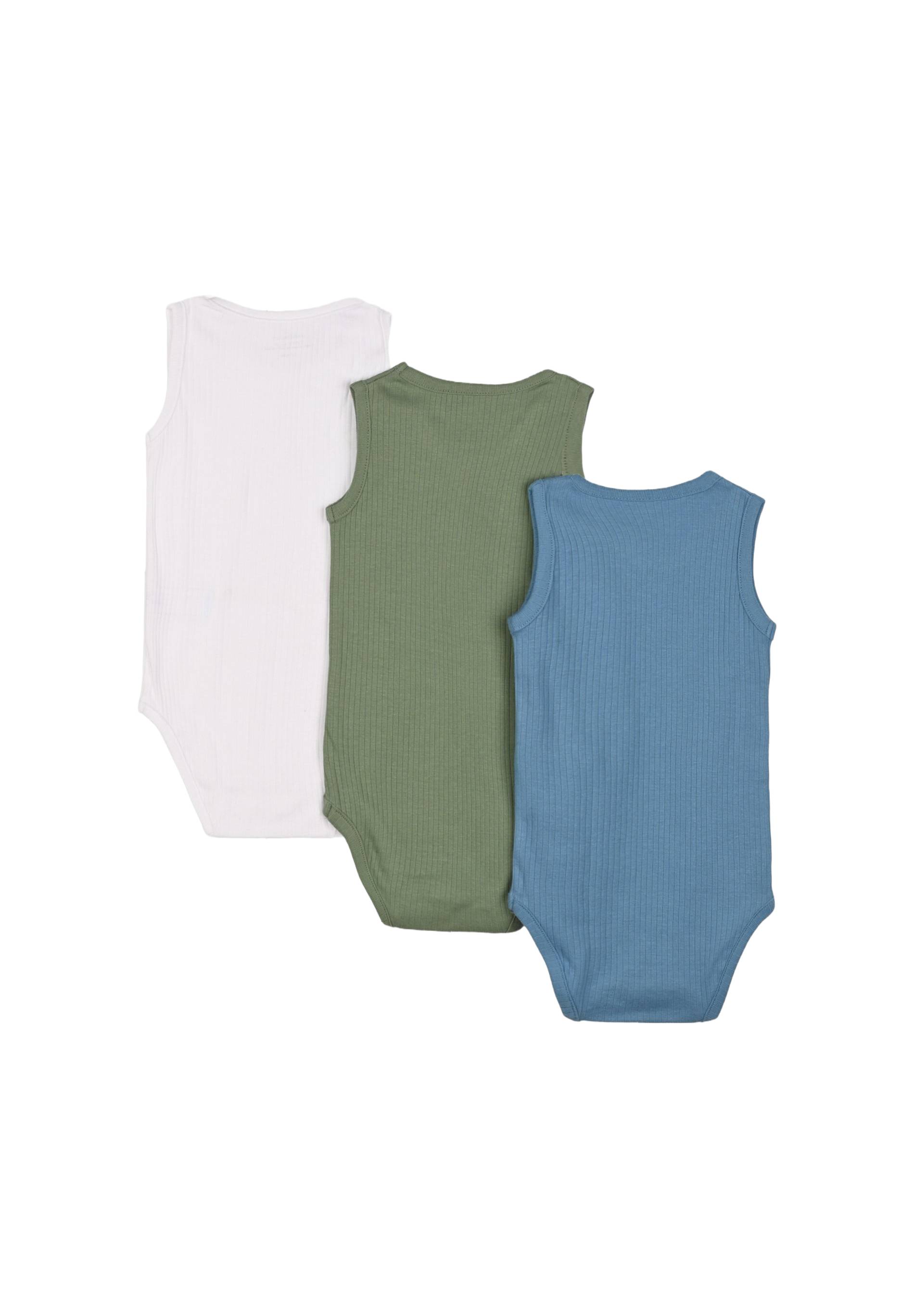 Lot de 3 bodies sans manches unis en coton BIO, Bleu, large image number 4