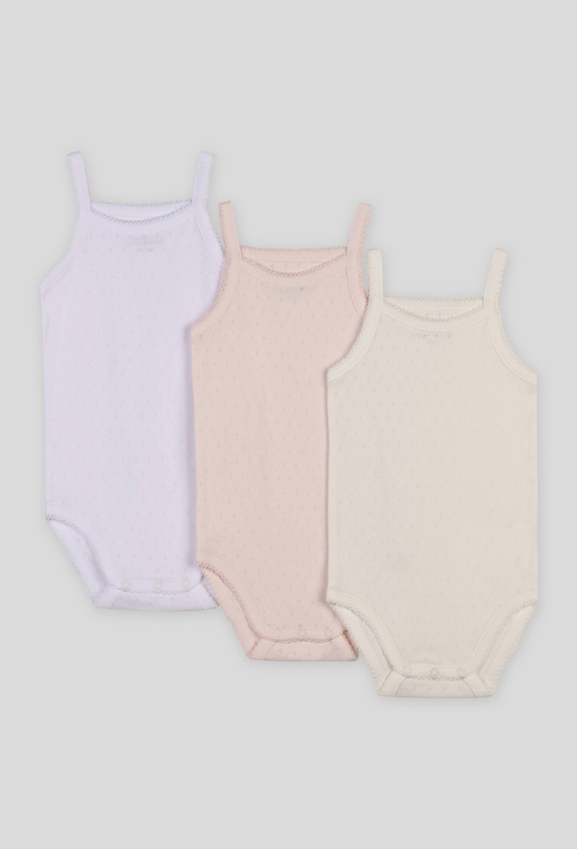 Lot de 3 bodies sans manches uni en coton BIO GOTS, Blanc, large image number 0