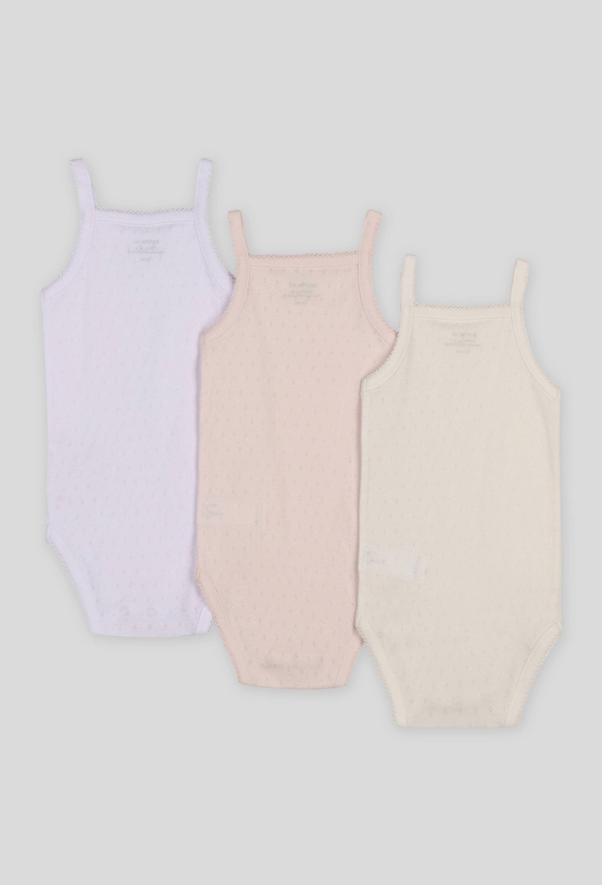 Lot de 3 bodies sans manches uni en coton BIO GOTS, Blanc, large image number 1
