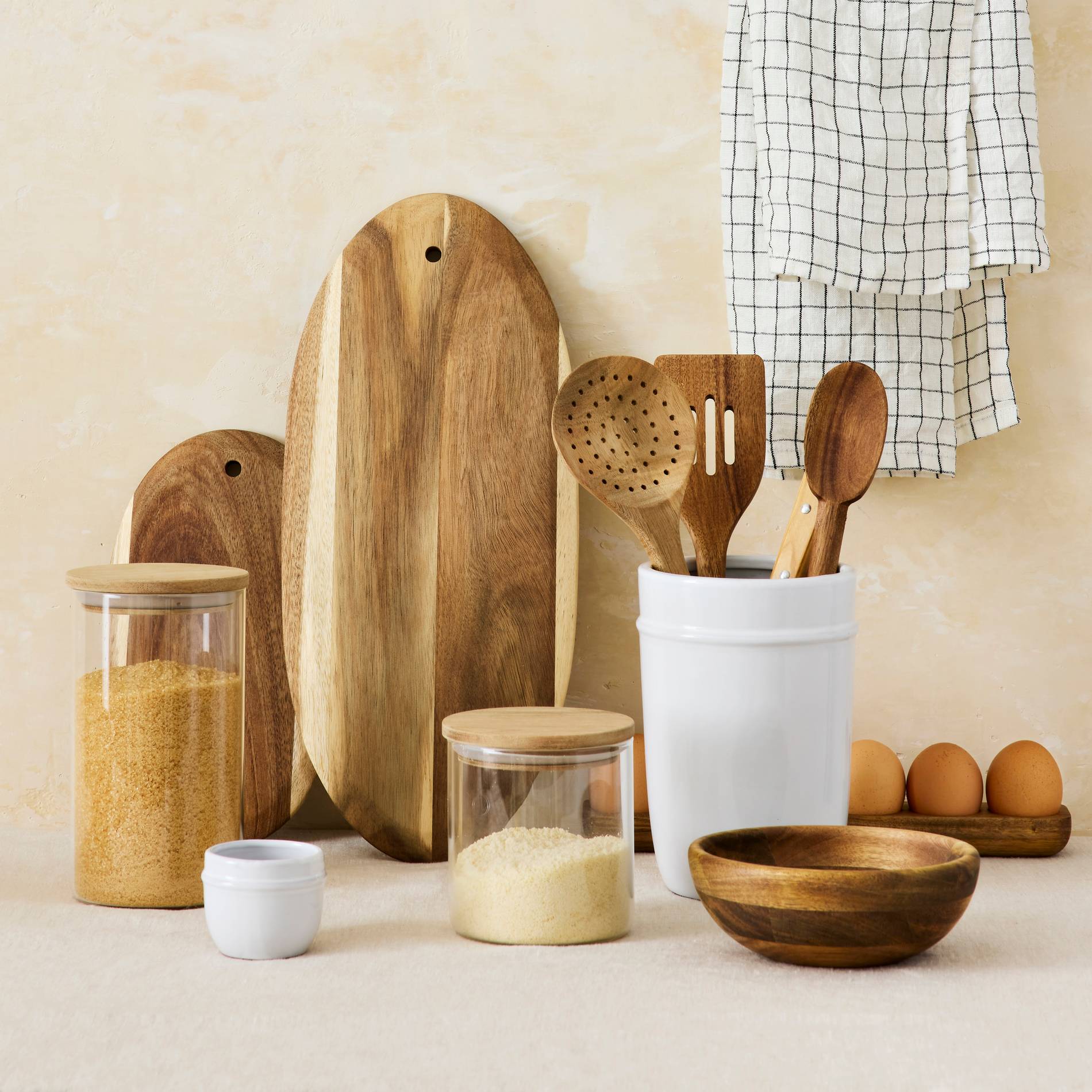 Planche &agrave; d&eacute;couper, bois d'acacia, 40cm, Beige clair, large image number 2