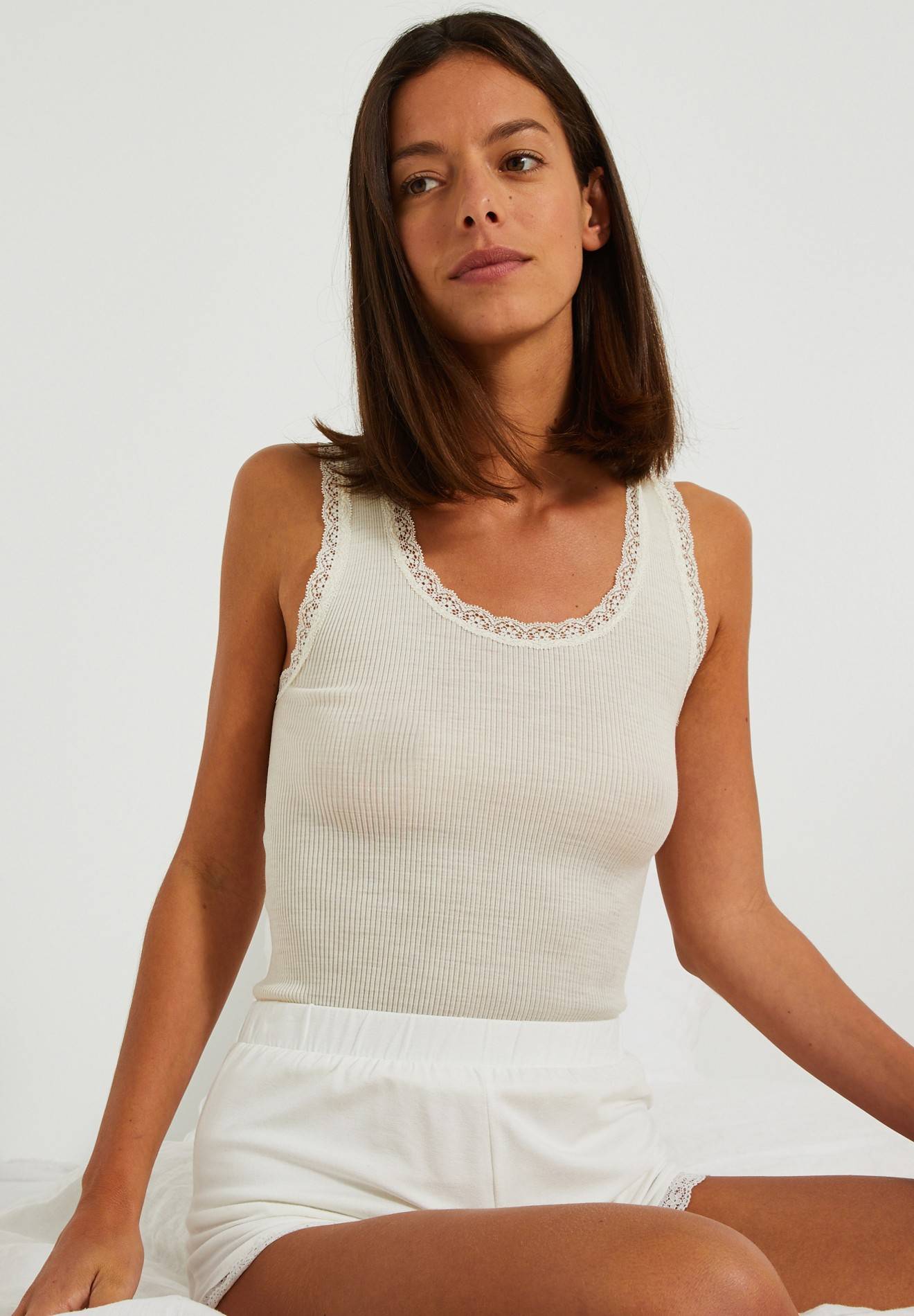 Débardeur en laine et soie ECRU pour femme MONOPRIX PREMIUM