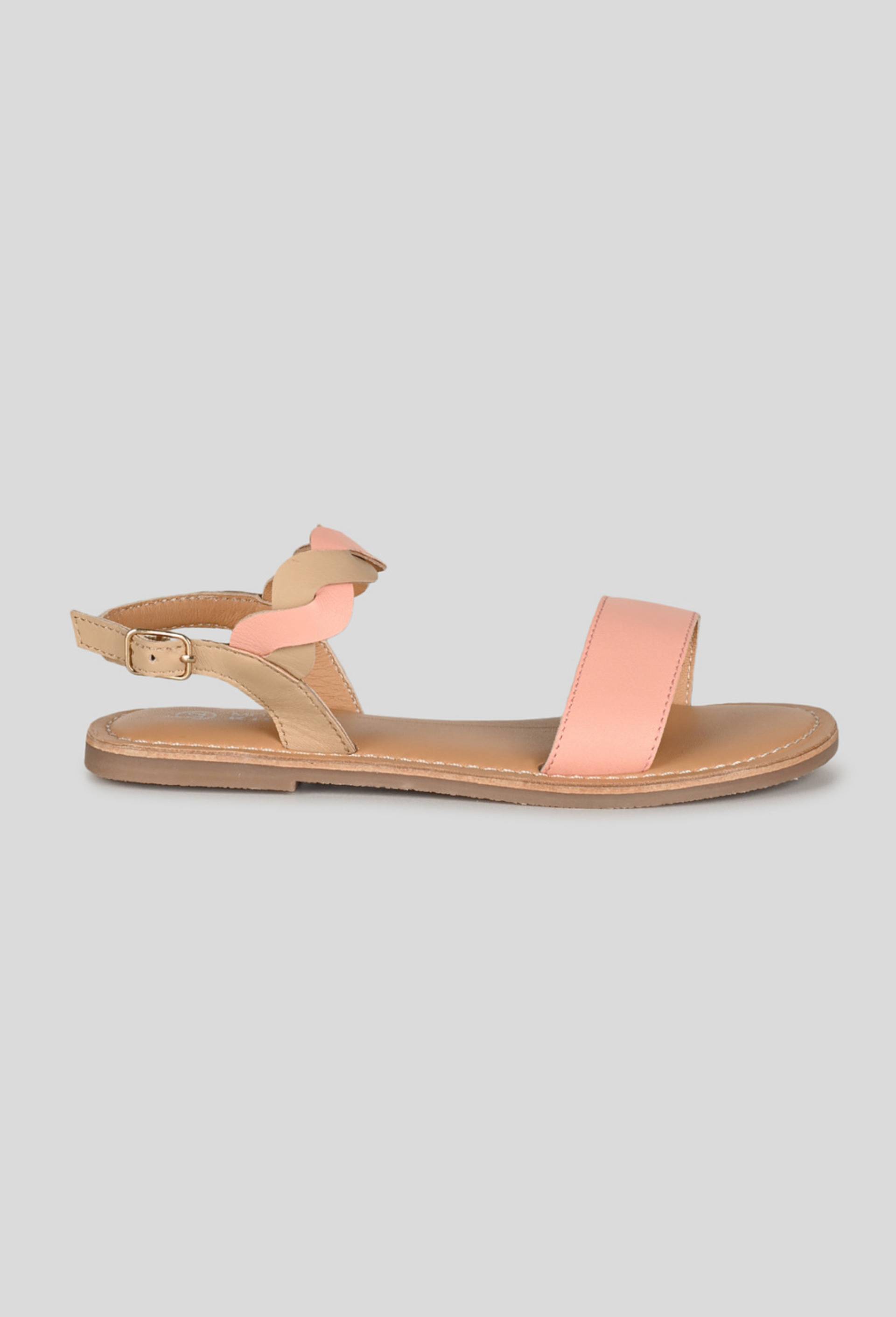 Sandales tressées en cuir responsable, Rose clair, large image number 0