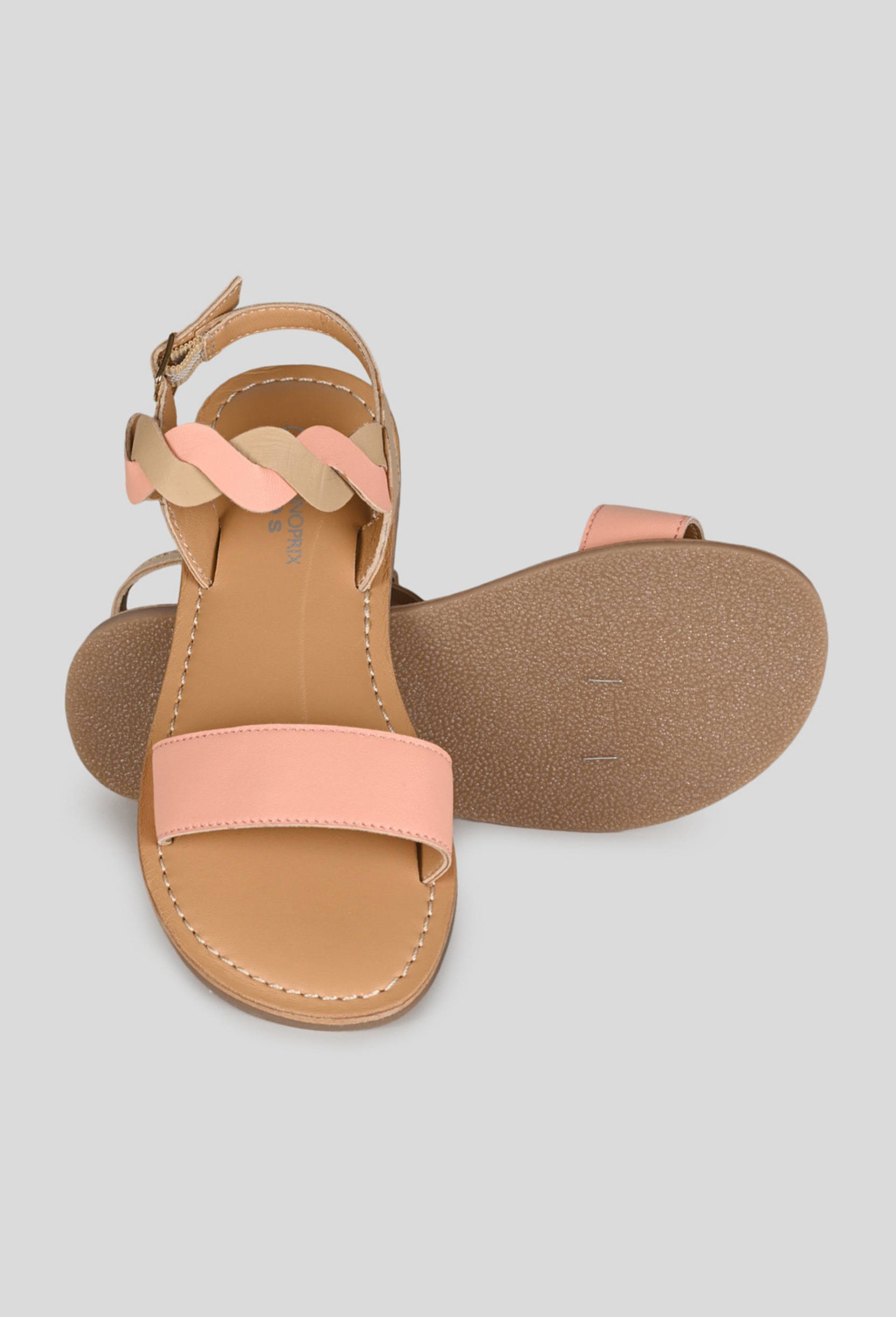 Sandales tressées en cuir responsable, Rose clair, large image number 2.0