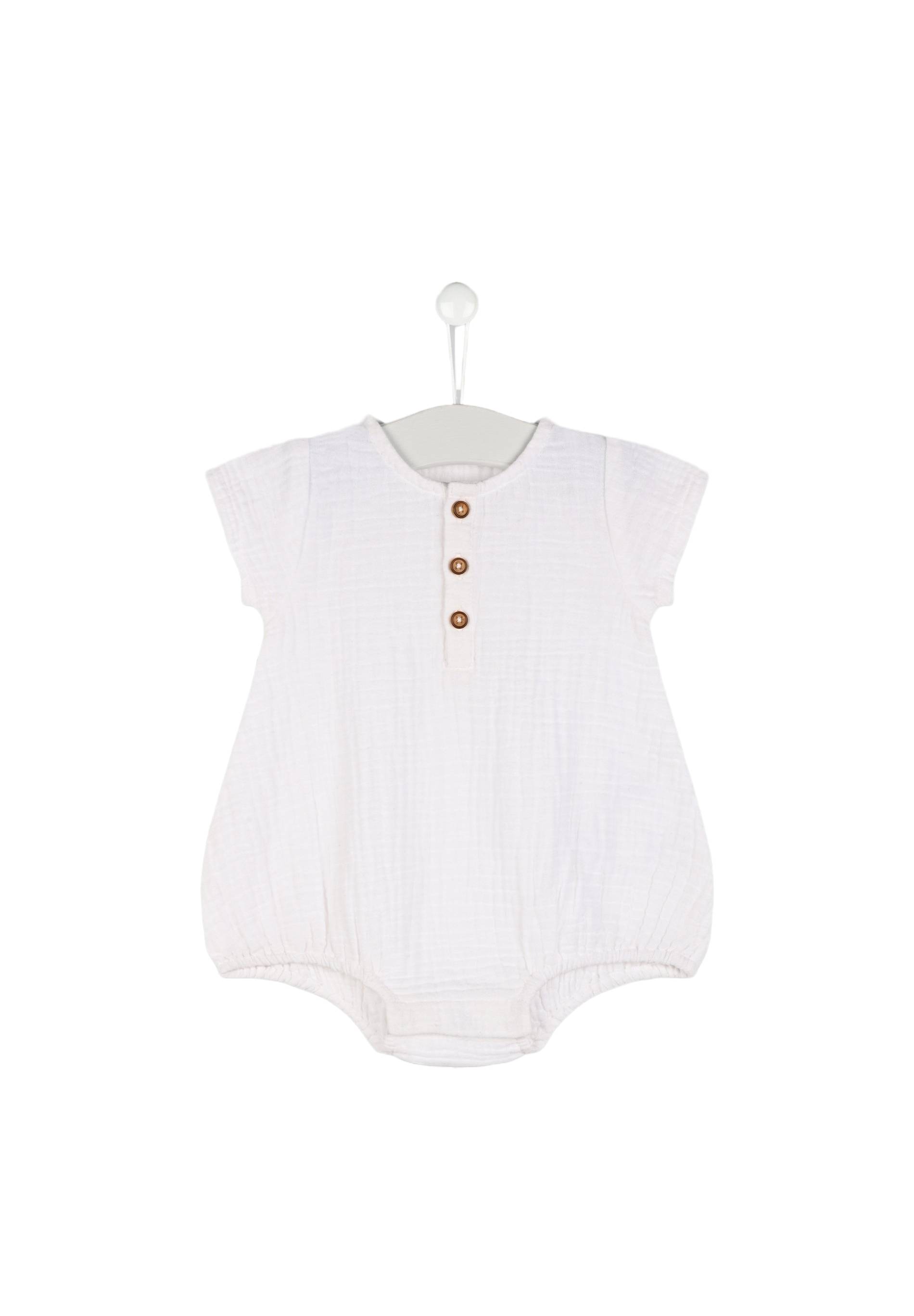 Barboteuse uni en coton BIO, Oeko-Tex, Blanc, large image number 3