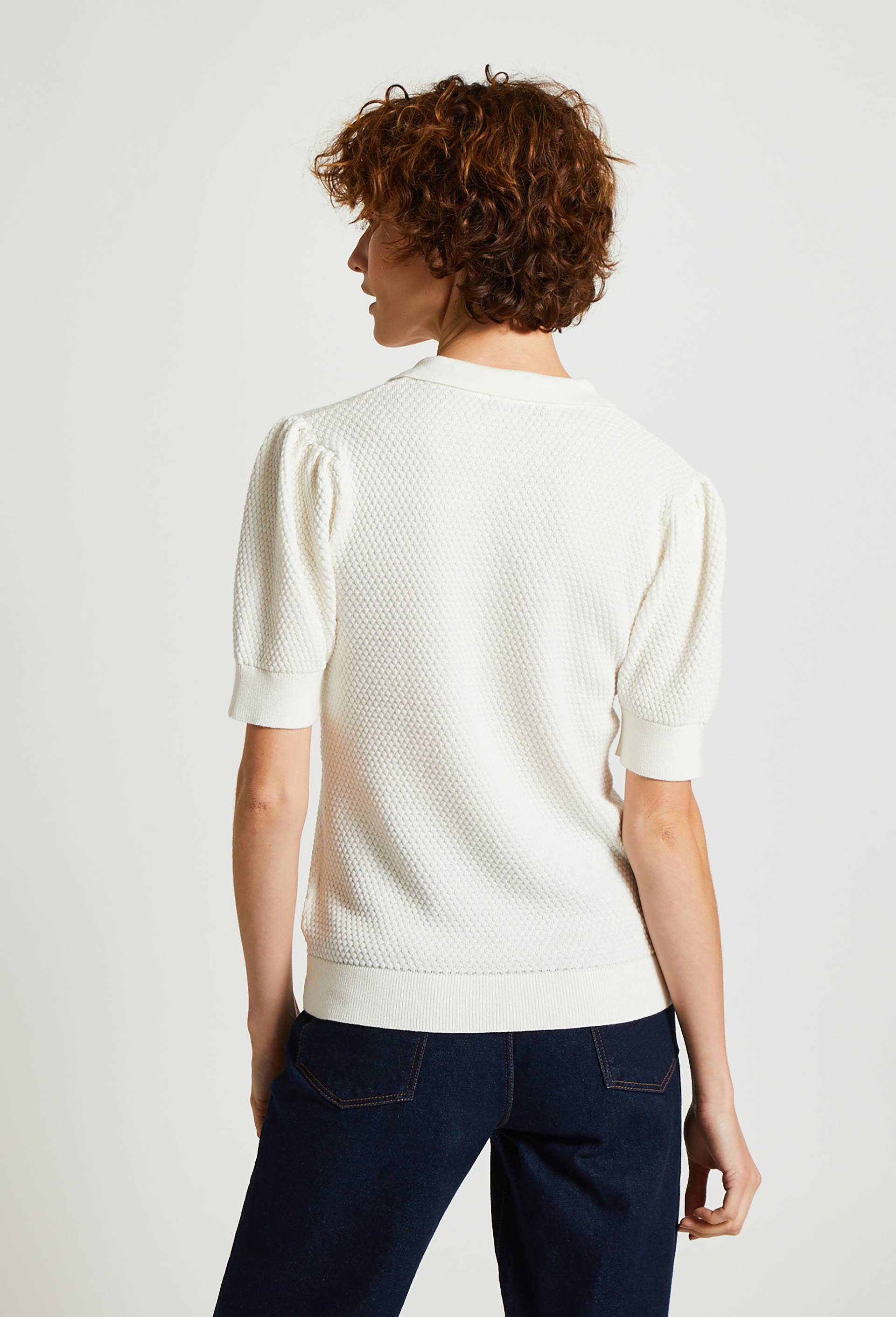 Pull col polo boutonné en coton, Oeko-Tex, Ecru, large image number 1