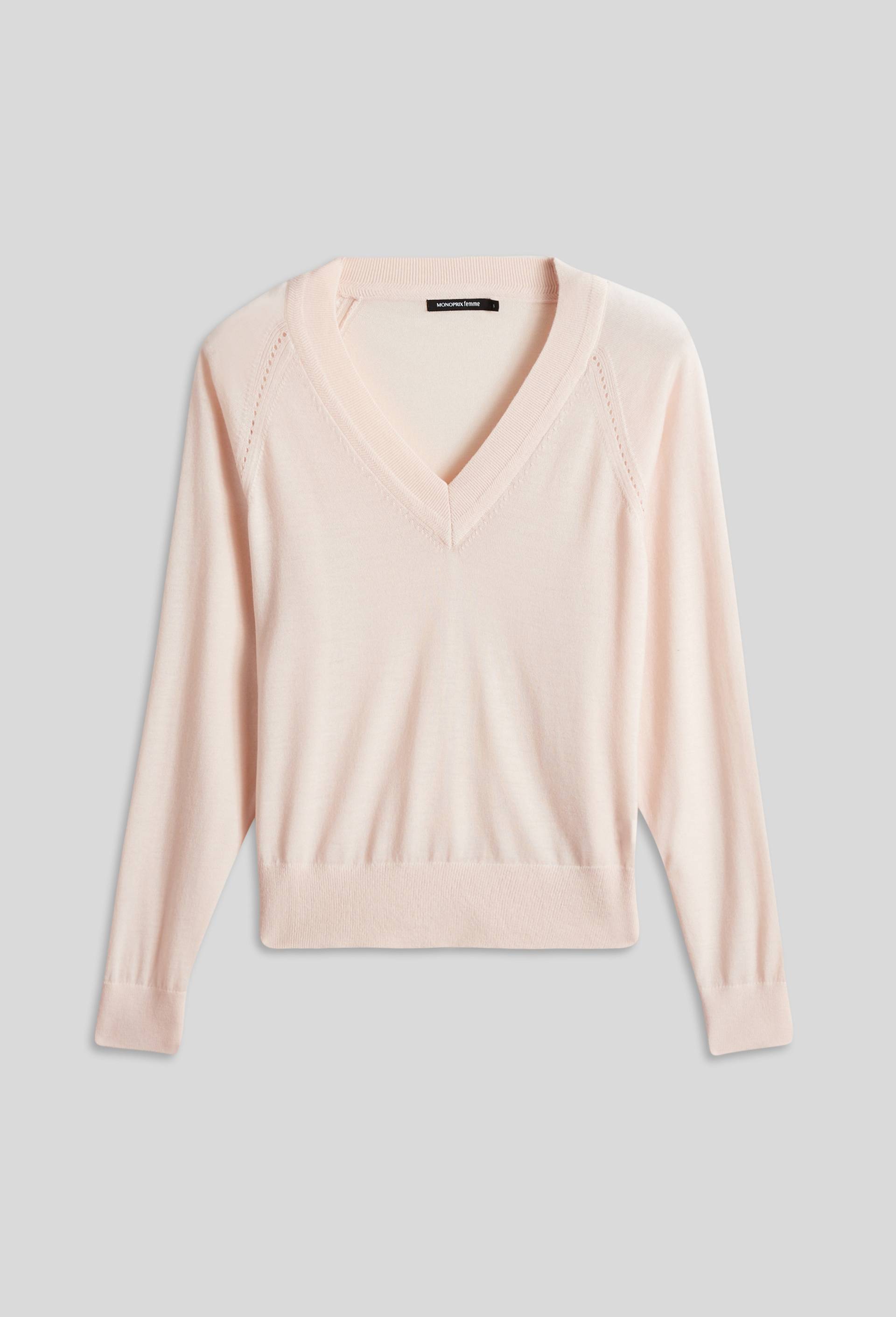 Pull en V, Beige clair, large image number 2
