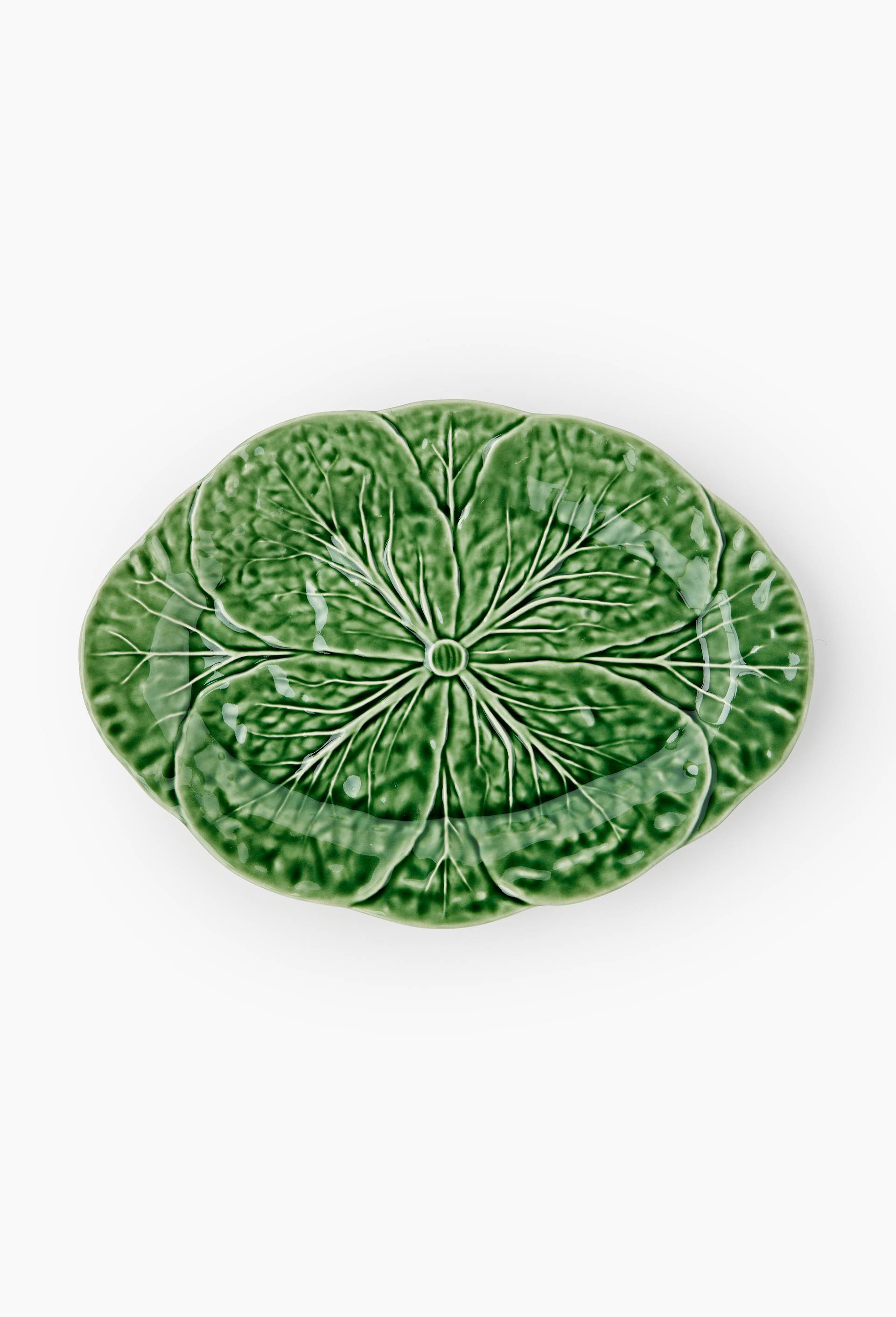 Plat ovale finition barbotine, 30 x 39cm, Vert, large image number 0