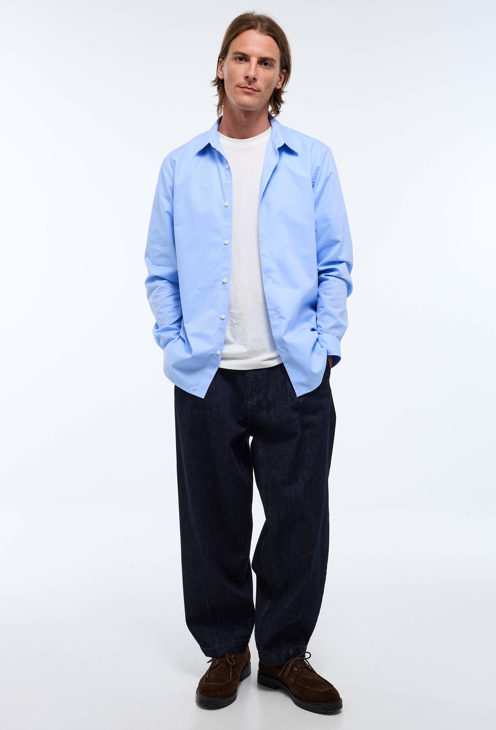 Chemise ville unie en coton, Bleu clair, large image number 2