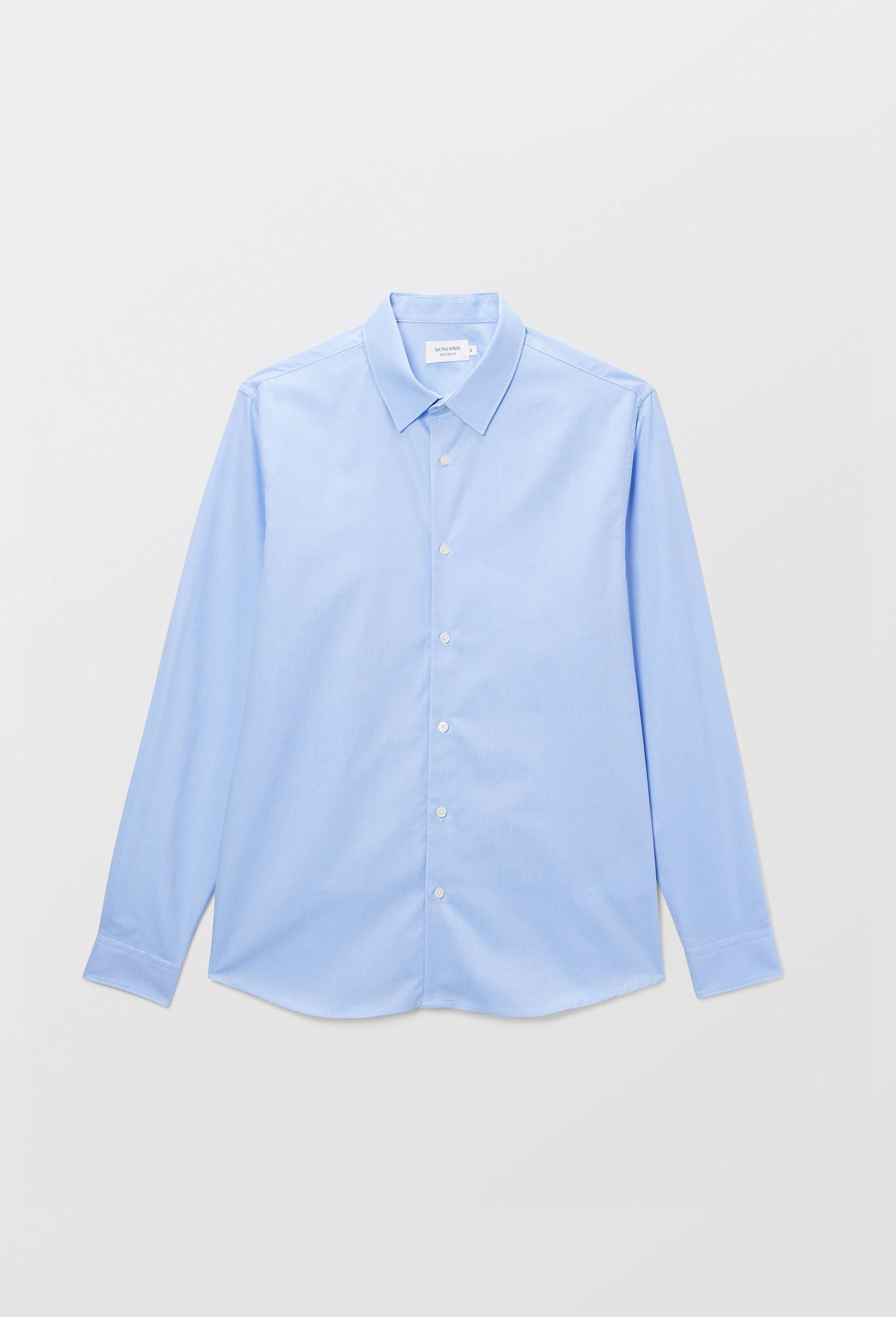 Chemise ville unie en coton, Bleu clair, large image number 4