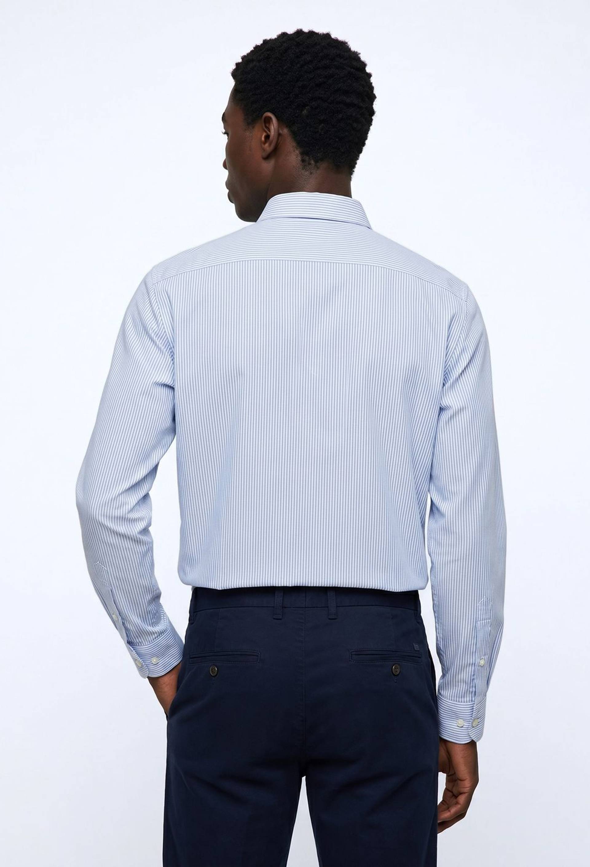 Chemise ville ray&eacute;e en coton, Blanc, large image number 1