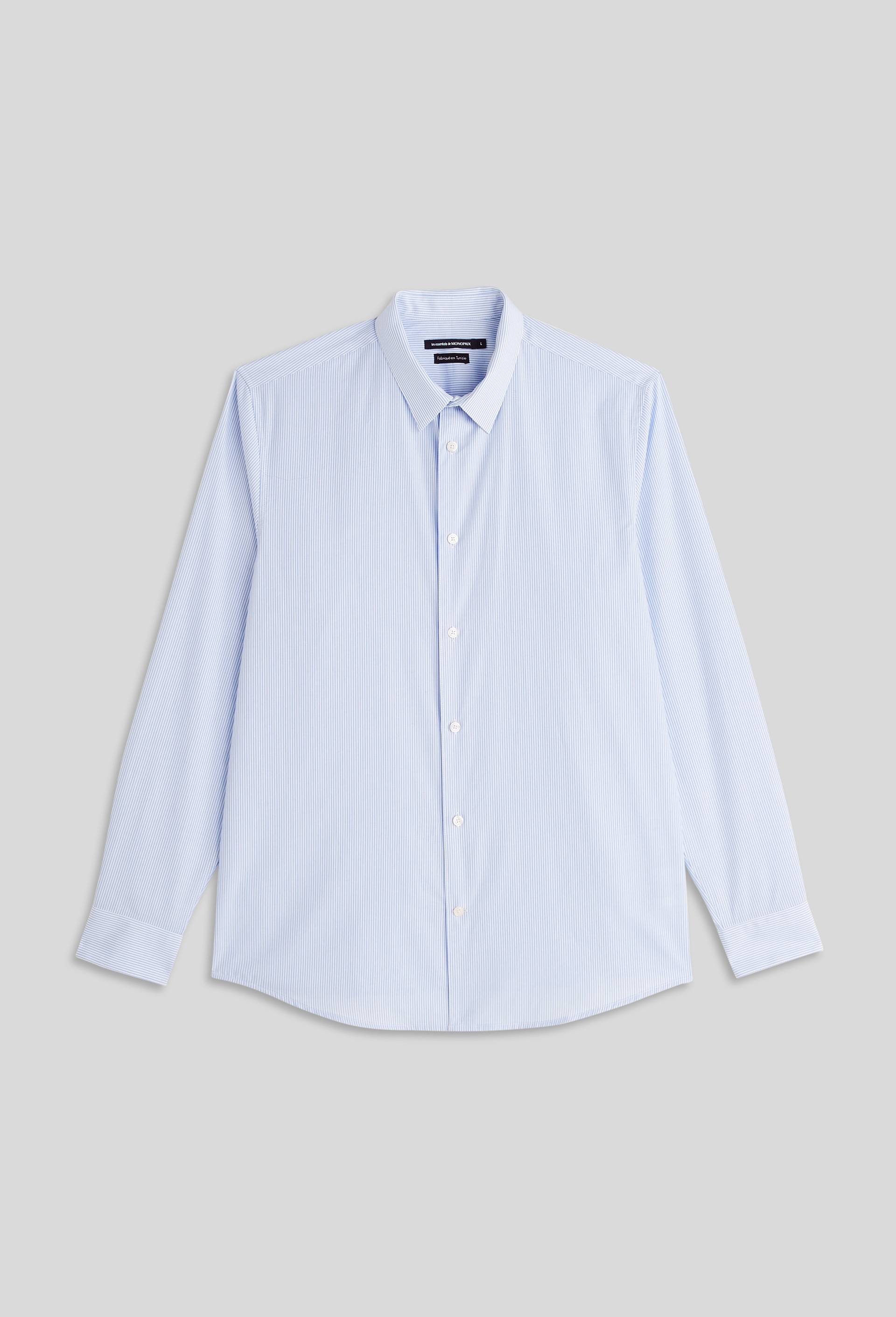 Chemise ville ray&eacute;e en coton, Blanc, large image number 2