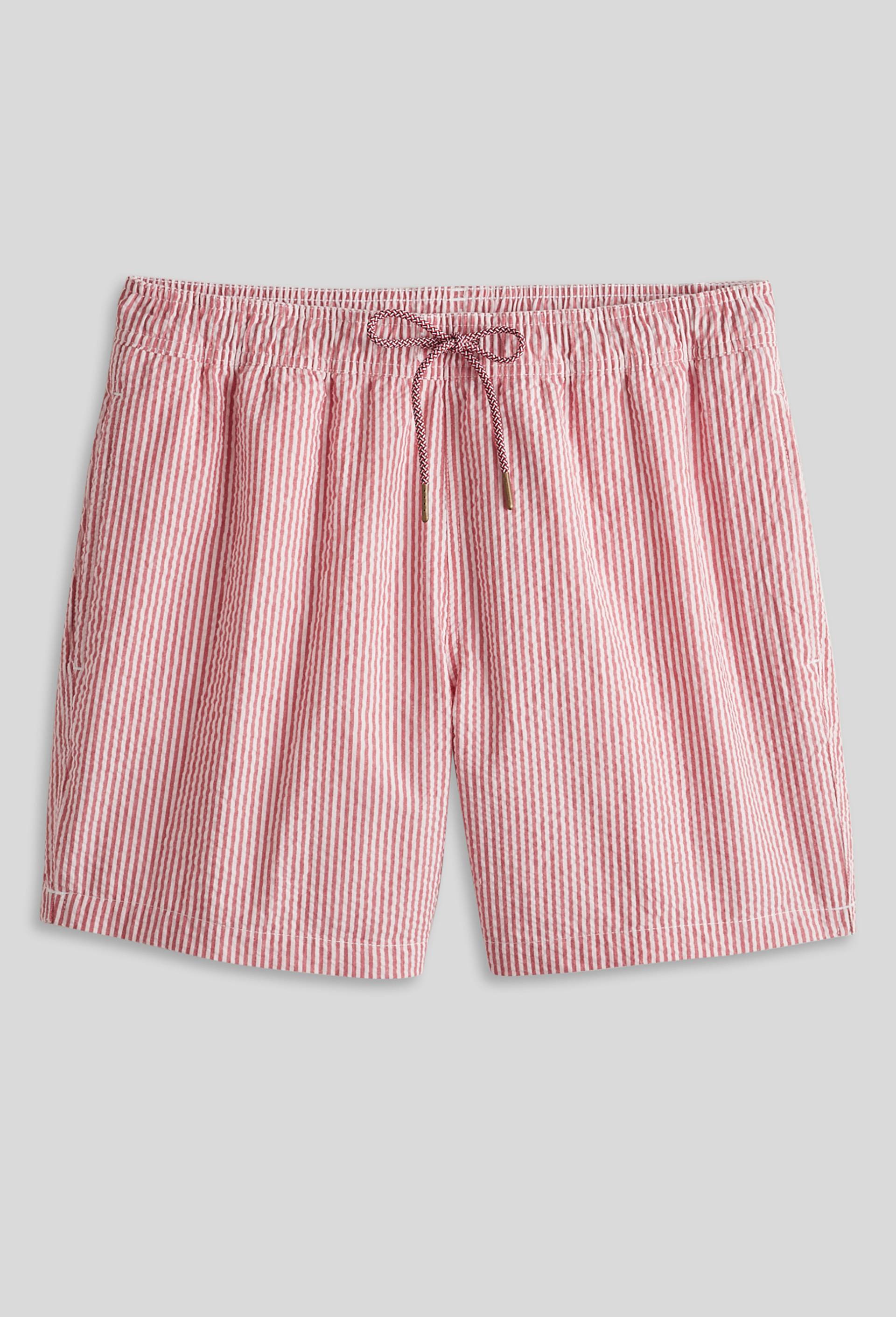 Short de bain seersucker rayé, Rouge, swatch image