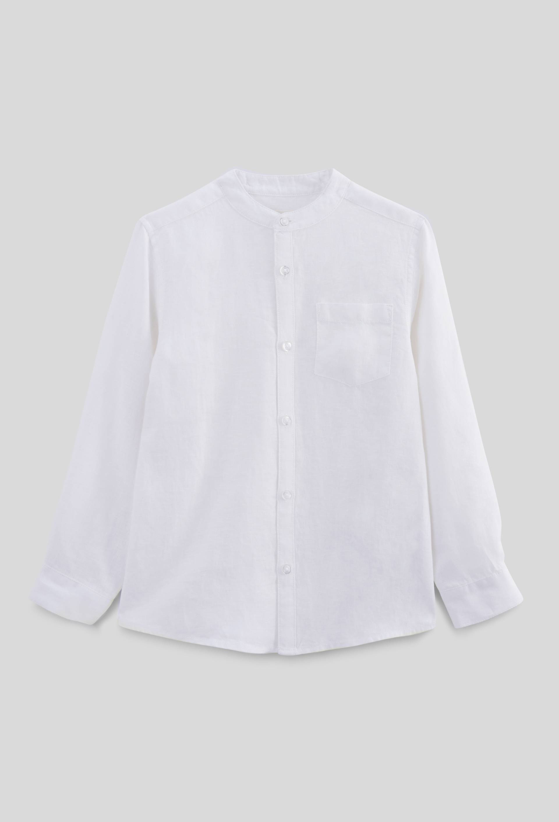 Chemise col mao unie en 100% lin, Ecru, large image number 1