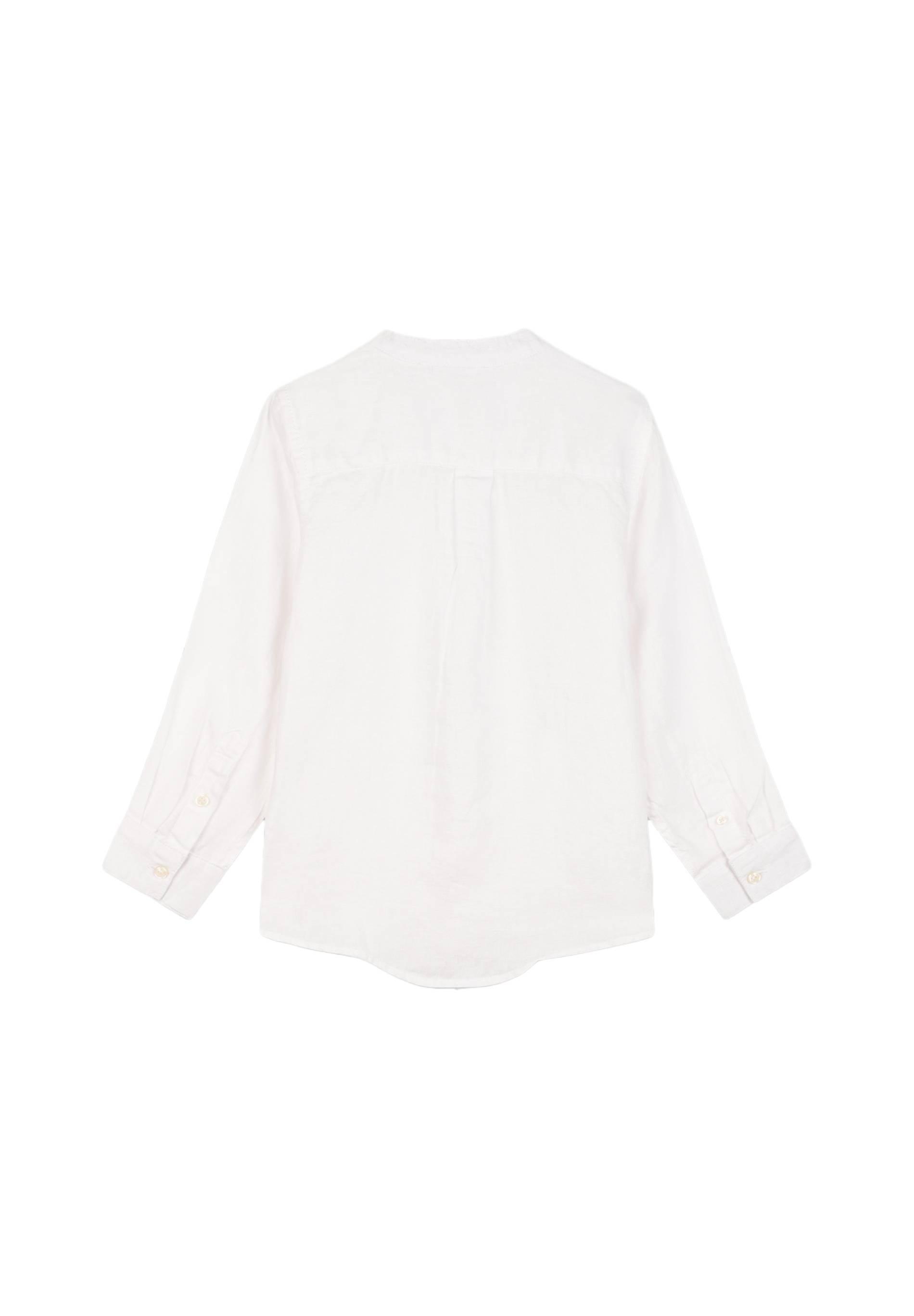 Chemise col mao unie en 100% lin, Ecru, large image number 4.0