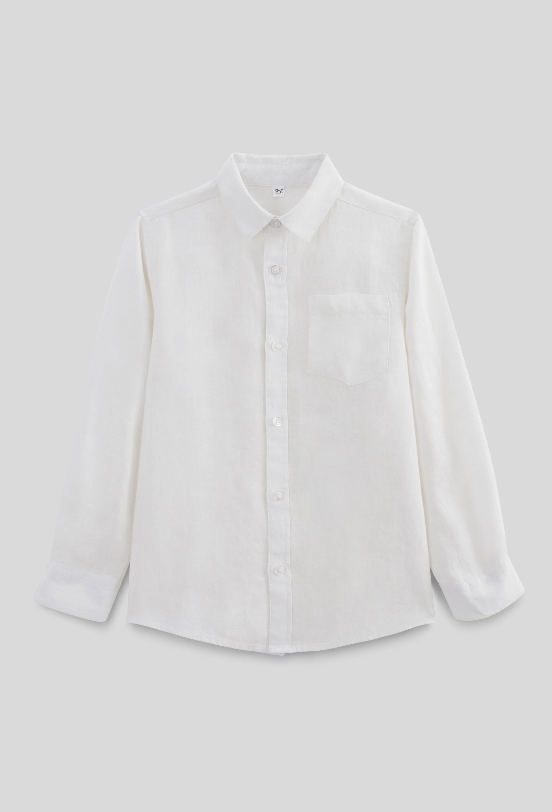 Chemise unie en 100% lin, Ecru, large image number 1.0
