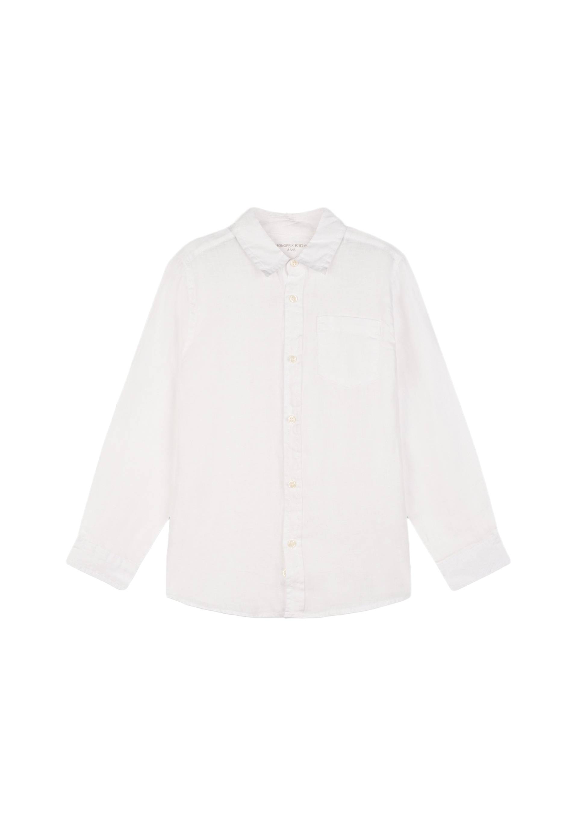 Chemise unie en 100% lin, Ecru, large image number 3.0