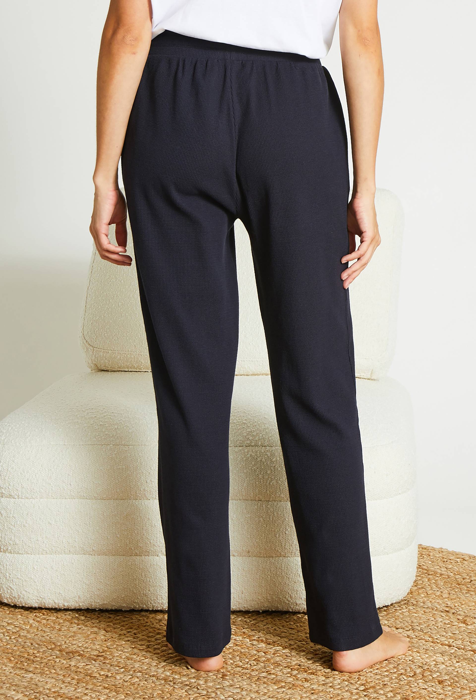 Pantalon gauffré en coton BIO, Bleu foncé, large image number 1