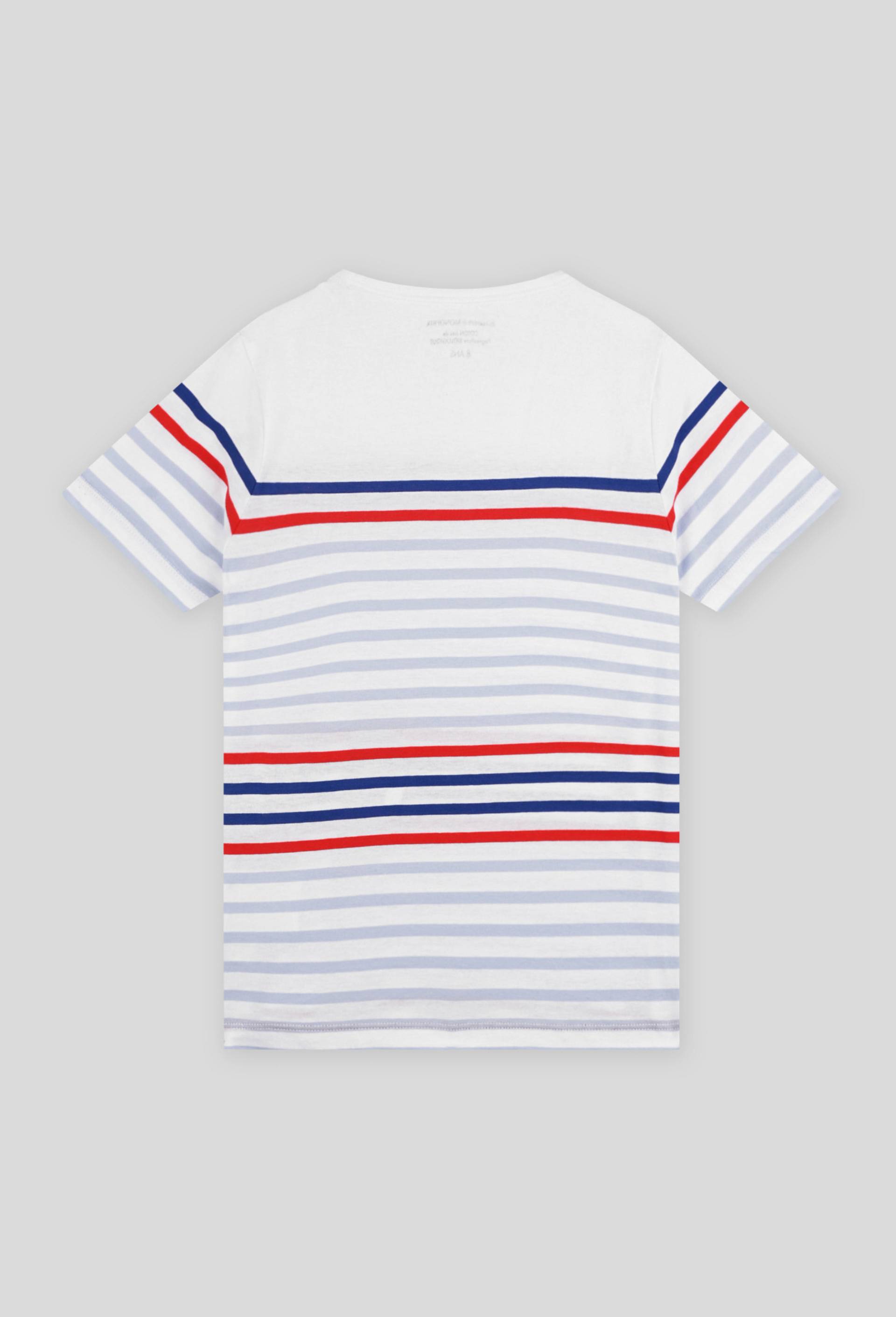 T-shirt manches courtes marinière multicolore en coton BIO, Rouge, large image number 1