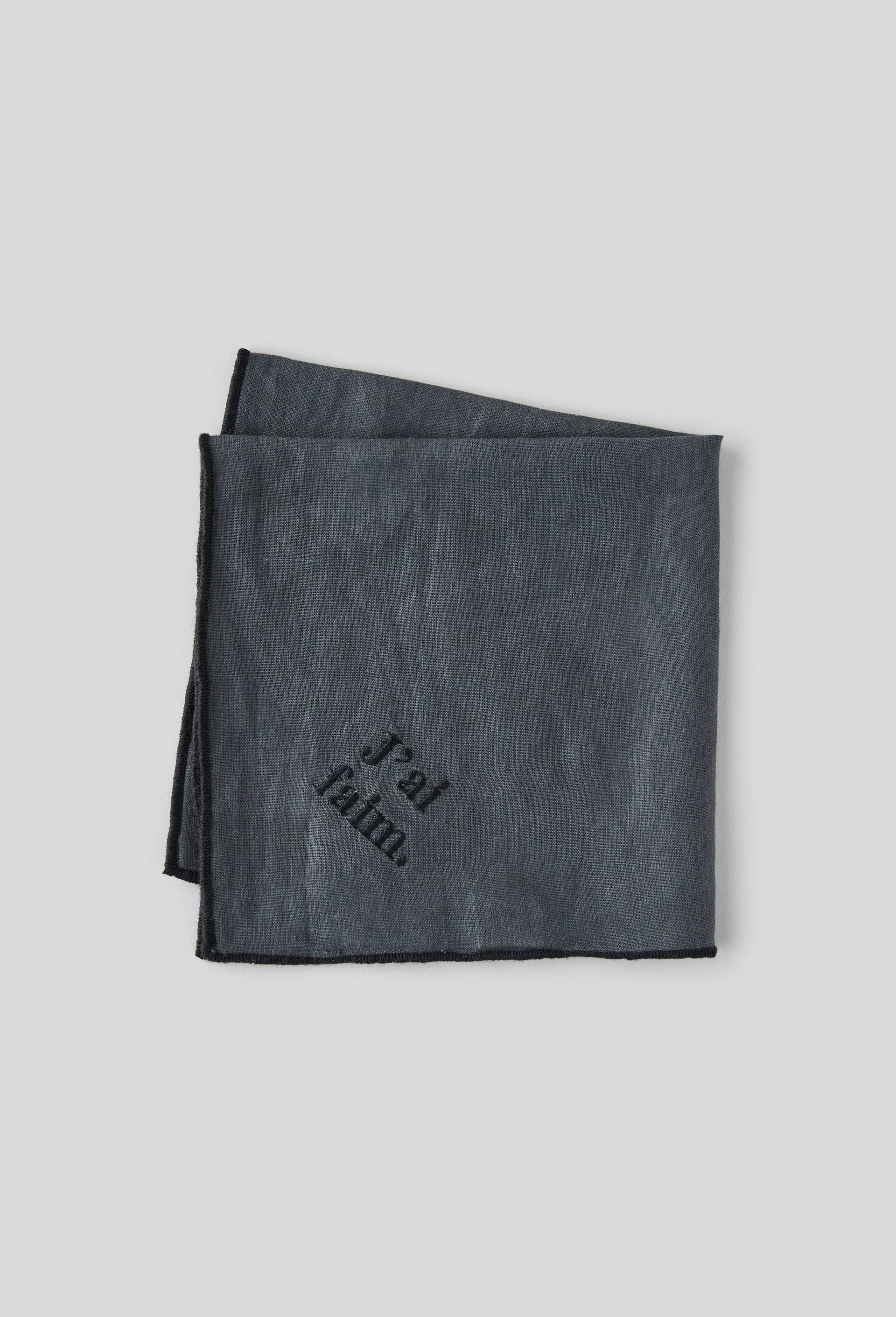 Serviette en lin - J ai faim x Monoprix, Brun, large image number 0