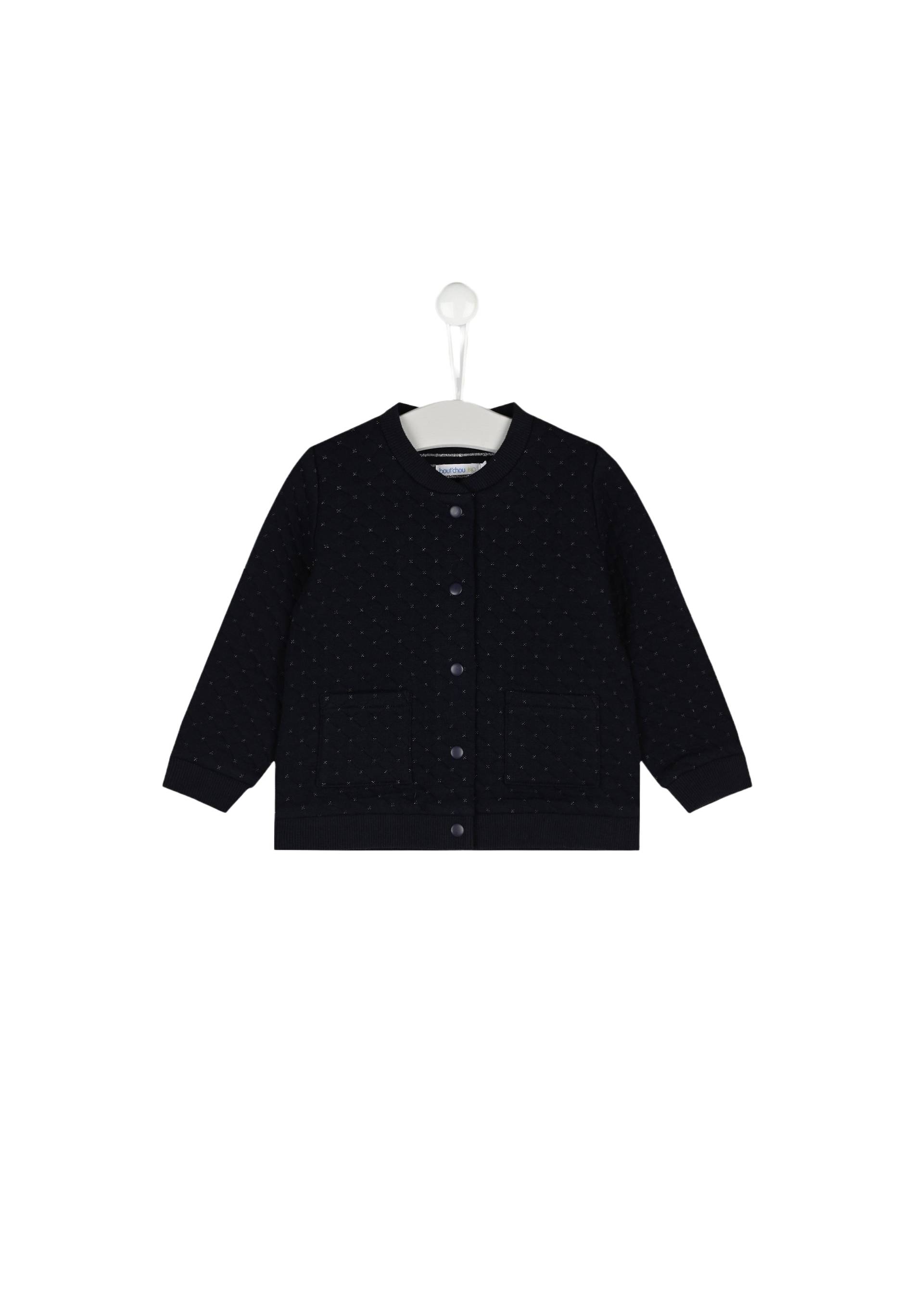 Cardigan en molleton uni en coton BIO, Bleu foncé, large image number 3