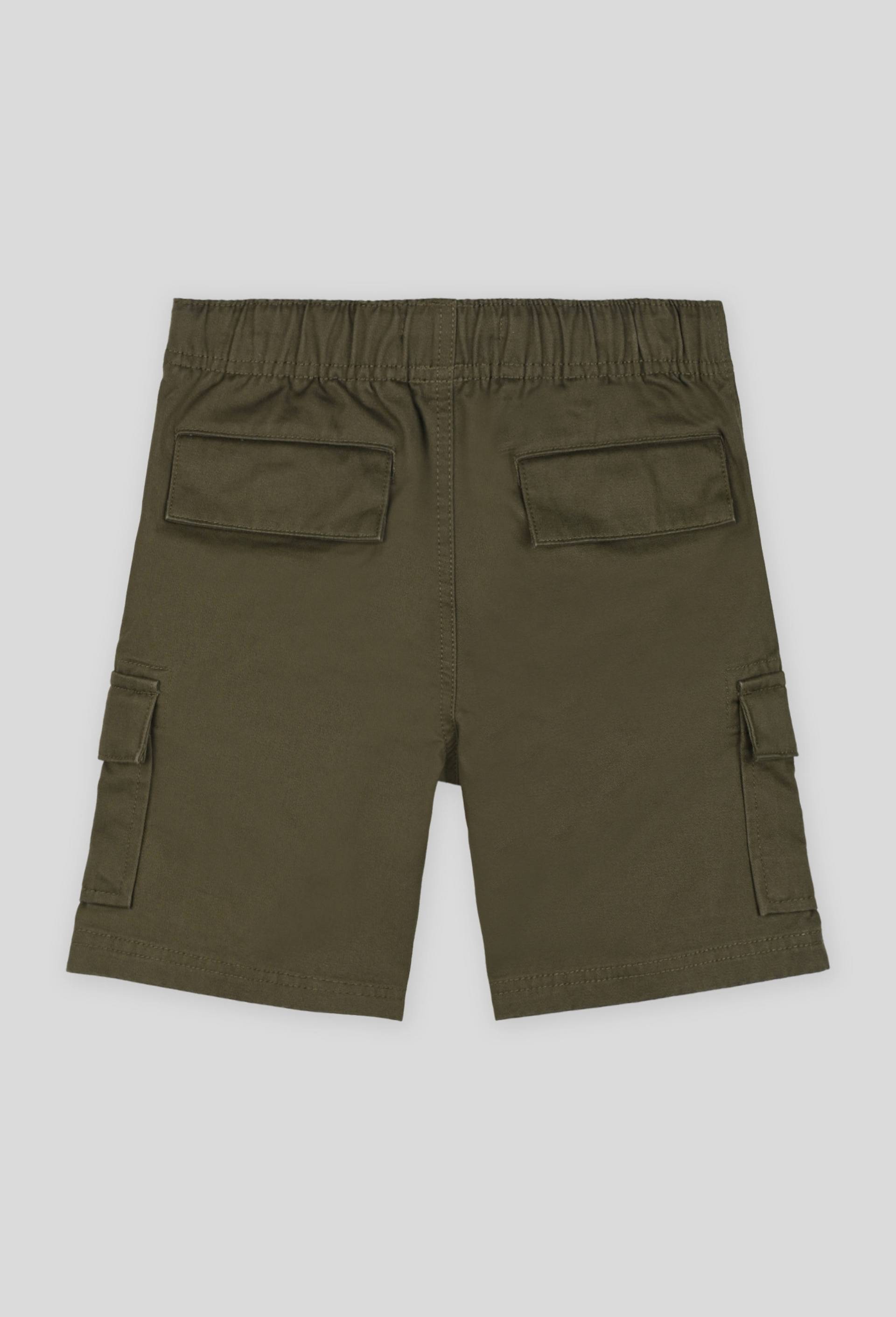 Bermuda cargo avec taille élastique et cordon, BIO, Vert foncé, large image number 1.0