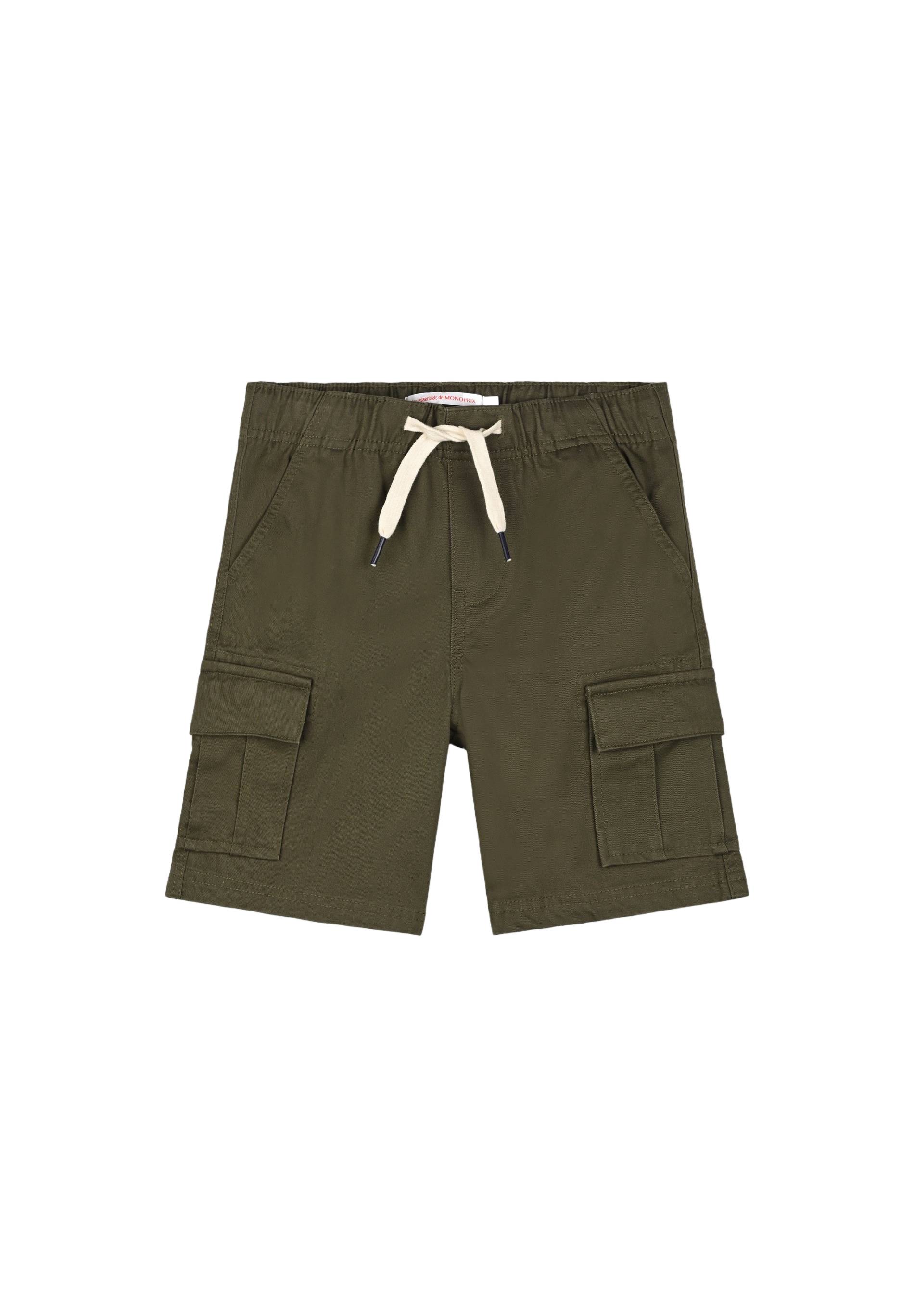 Bermuda cargo avec taille élastique et cordon, BIO, Vert foncé, large image number 3.0