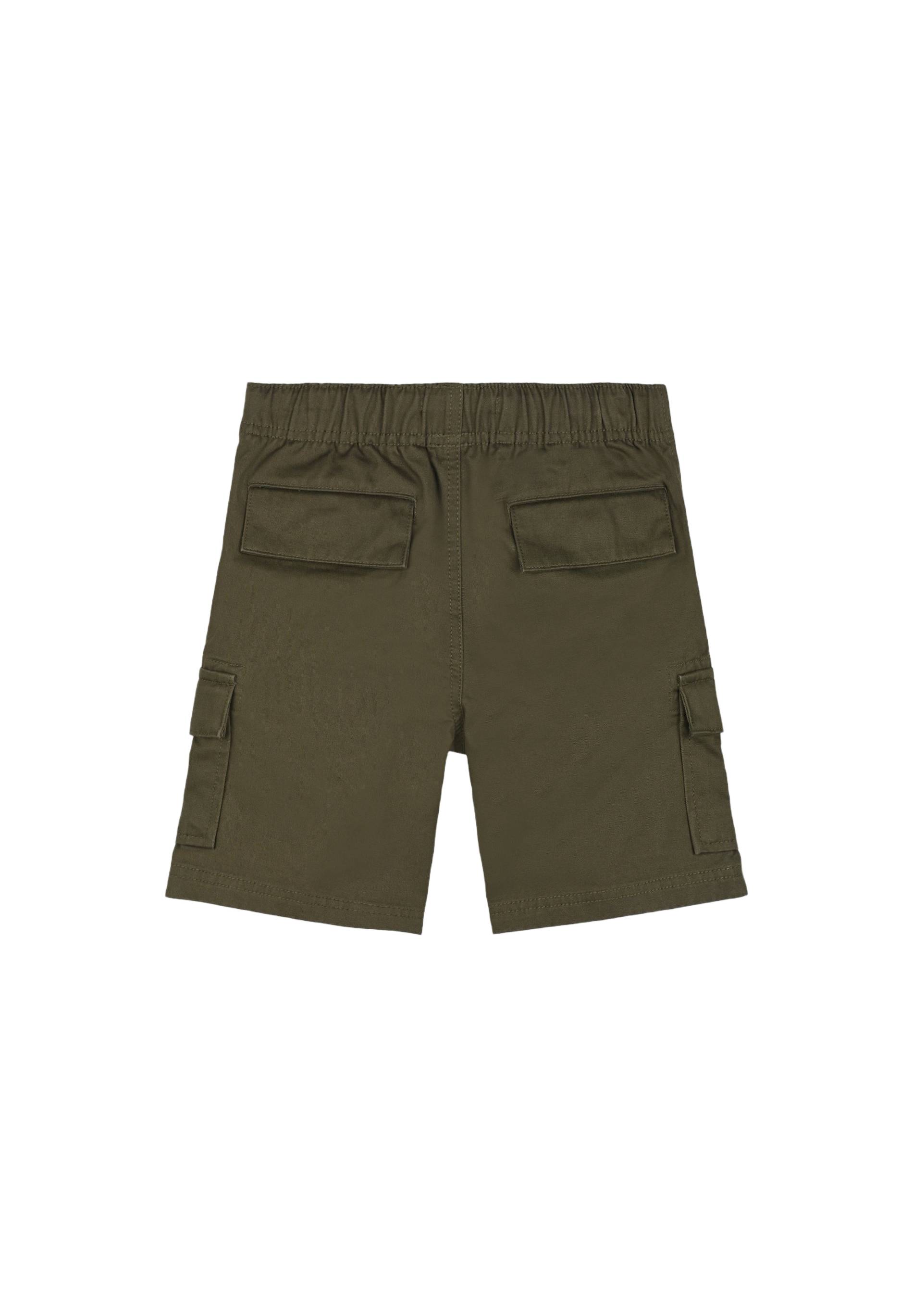 Bermuda cargo avec taille élastique et cordon, BIO, Vert foncé, large image number 4