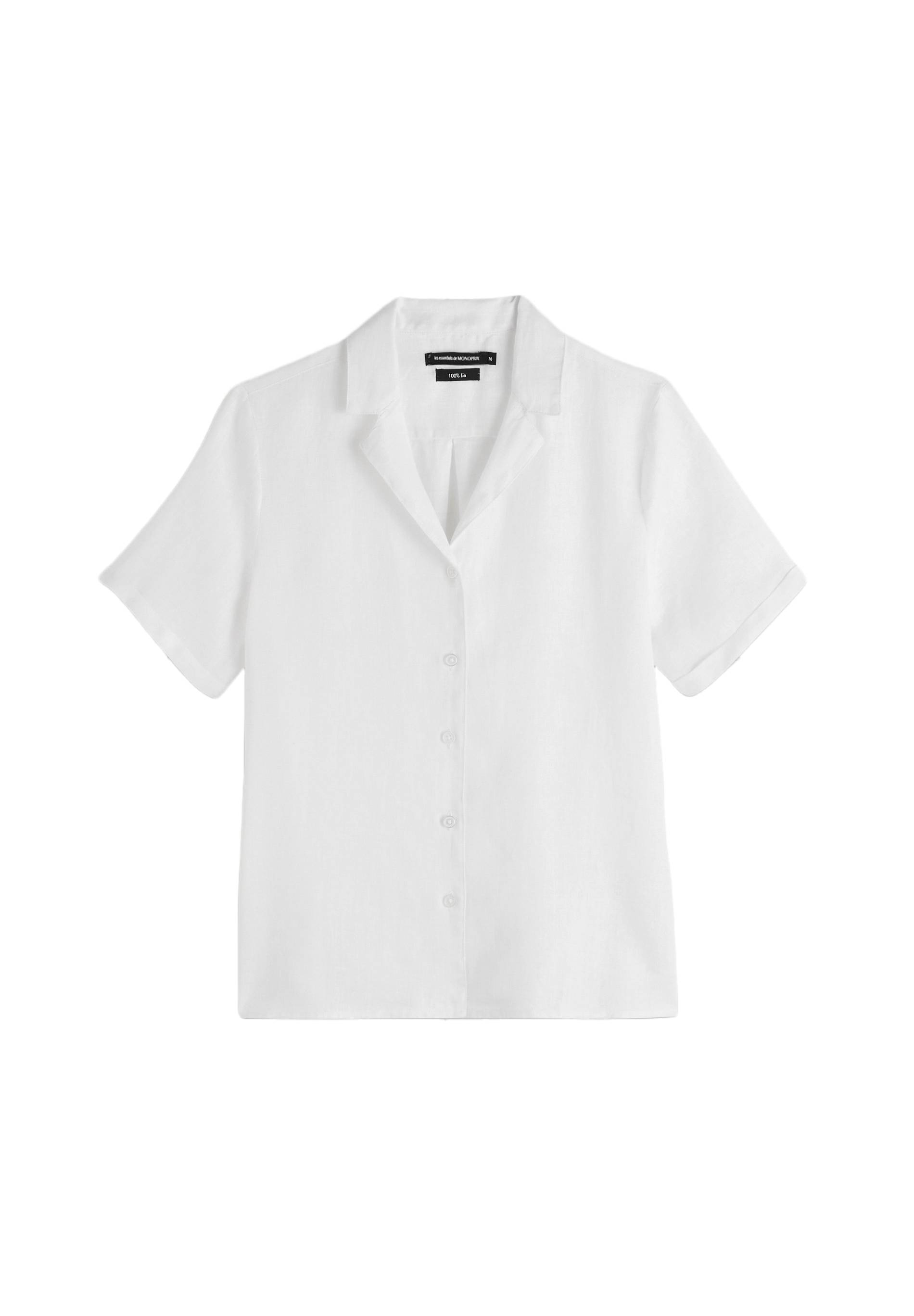 Chemise manches courtes en lin, European Flax, Blanc, large image number 5