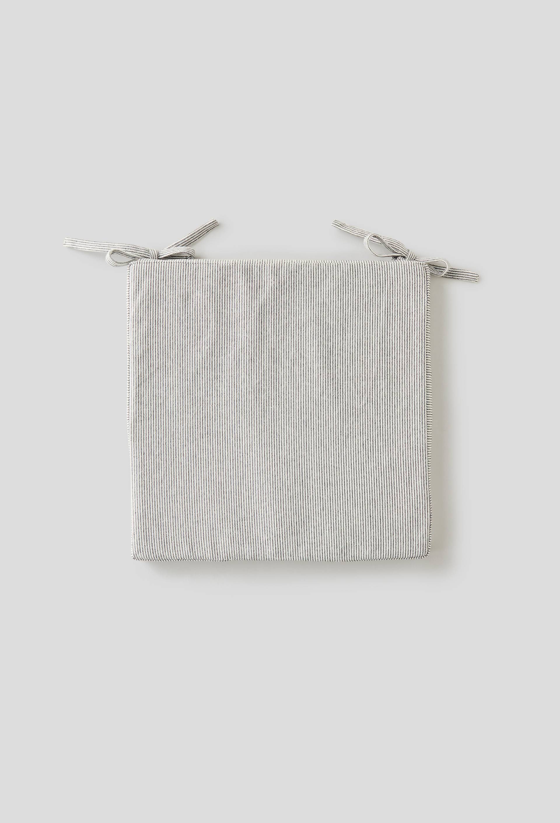 Galette de chaise tissé teint rayé, 40x40cm, coton, Bleu foncé, large image number 0
