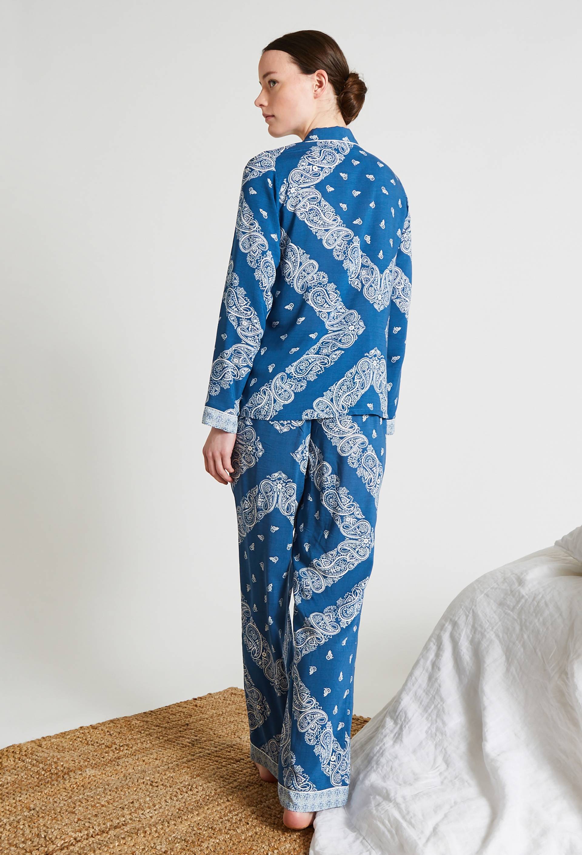 Pyjama col tailleur en viscose ECOVERO, BLEU, large image number 1
