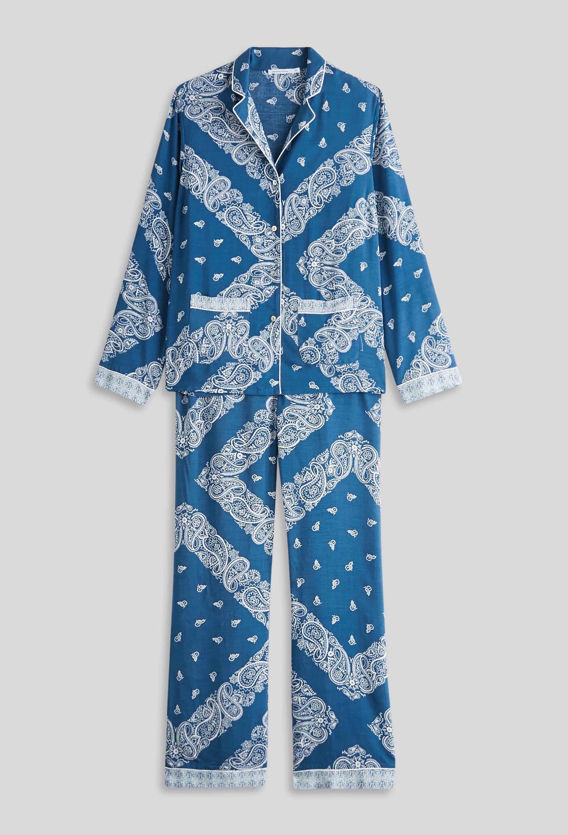 Pyjama col tailleur en viscose ECOVERO, BLEU, large image number 2