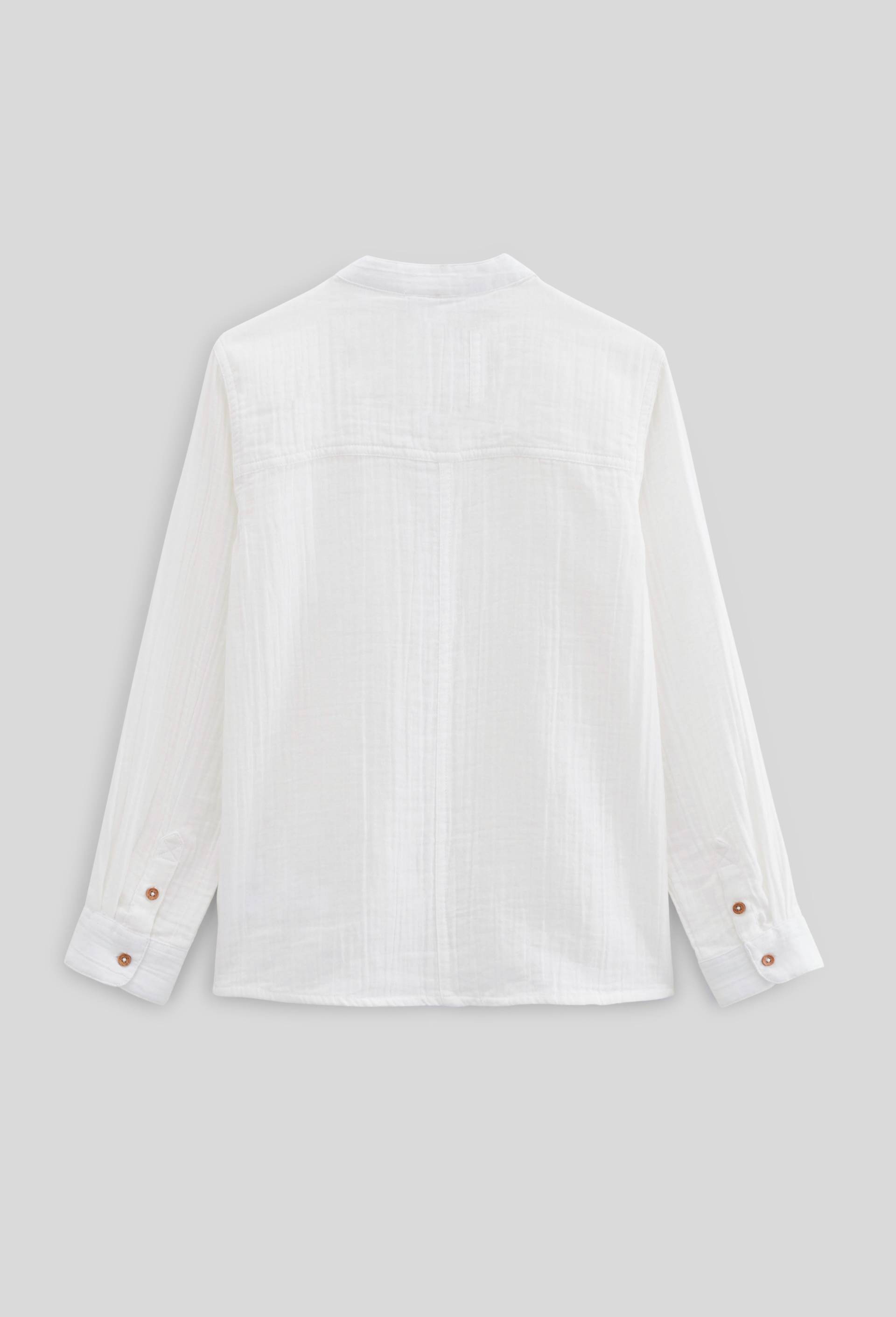 Chemise col mao unie en gaze de coton BIO GOTS, Ecru, large image number 2.0