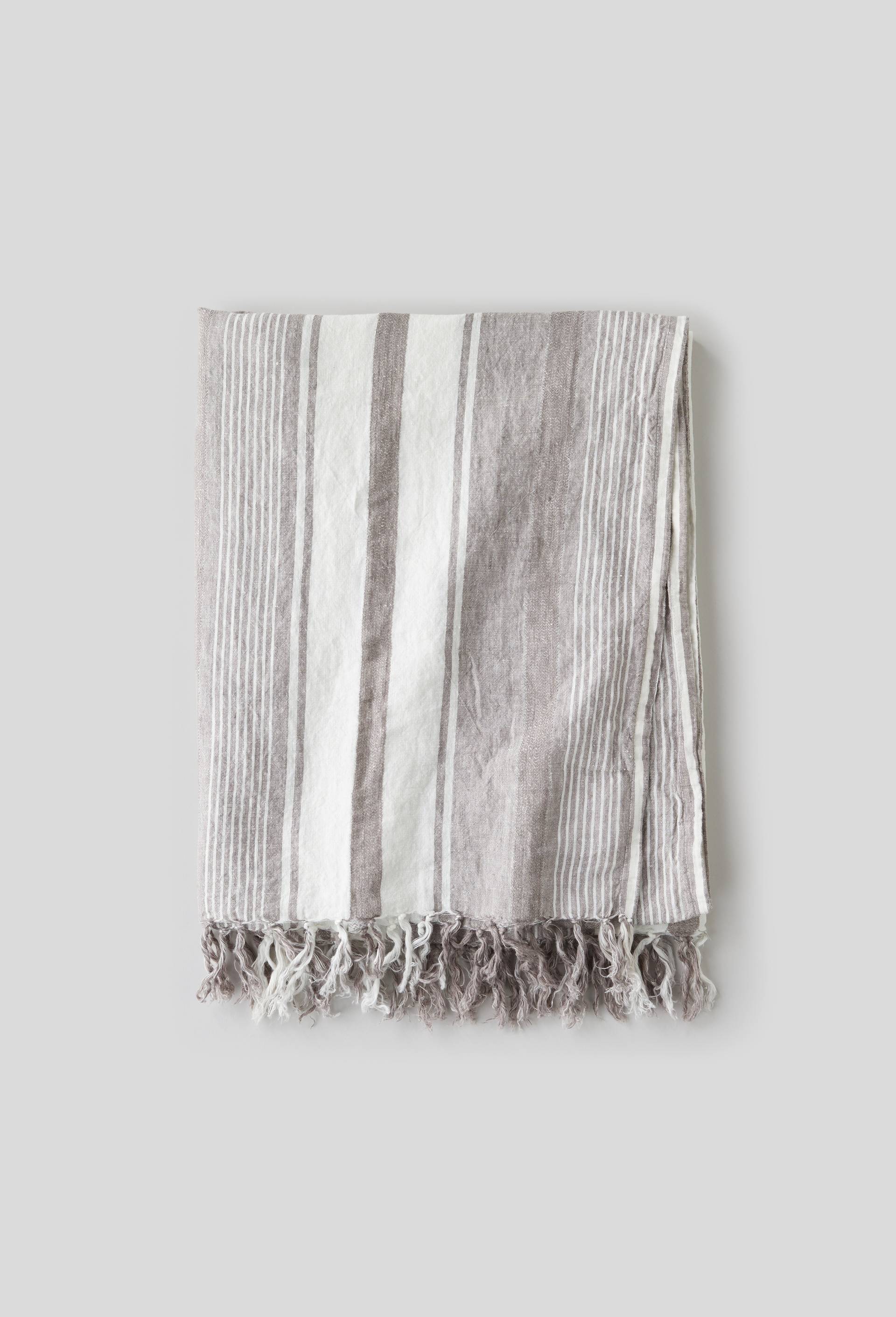 Fouta, 100x180cm, lin, Gris, large image number 0.0