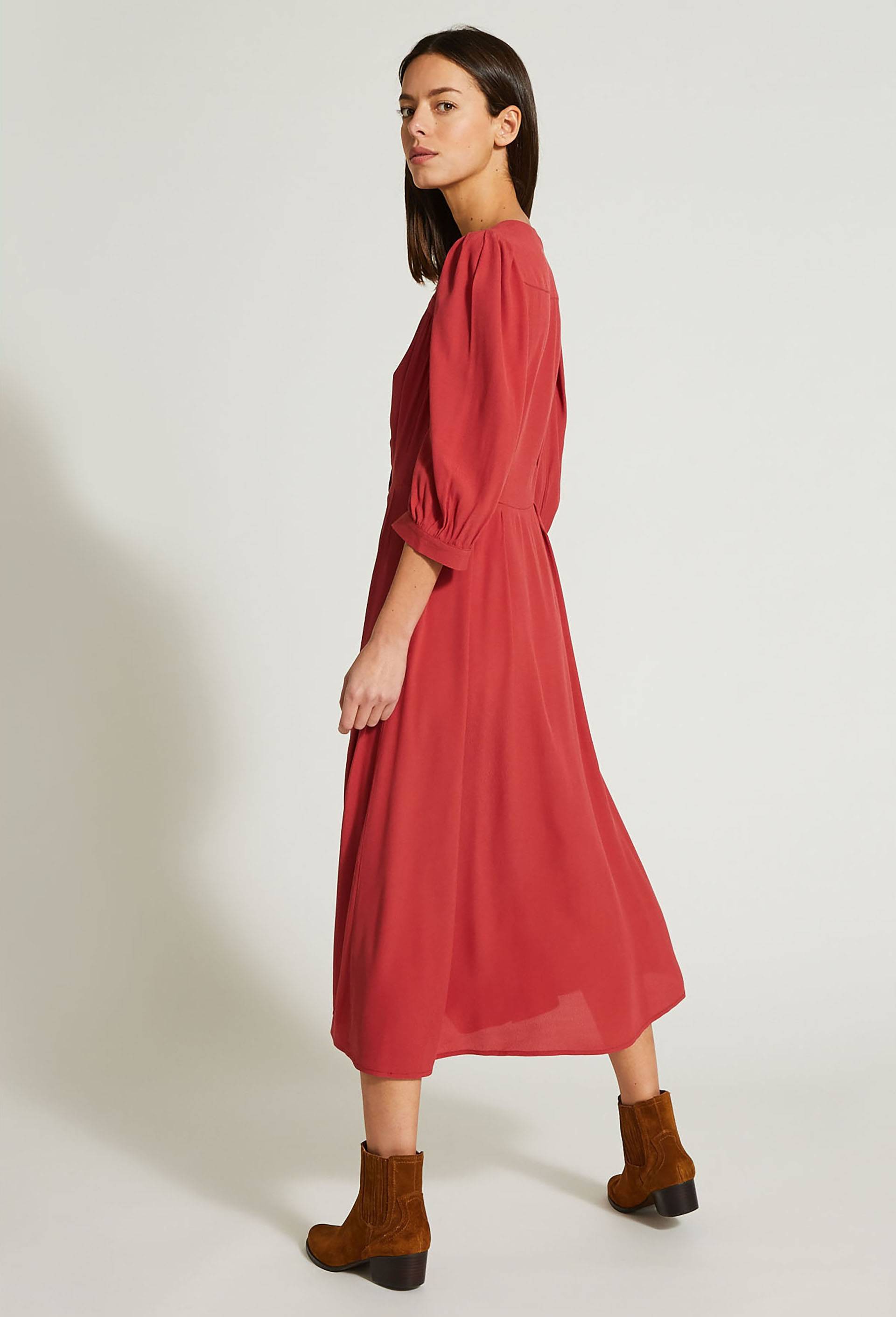 Robe en viscose à manches 3/4, Rouge foncé, large image number 1.0