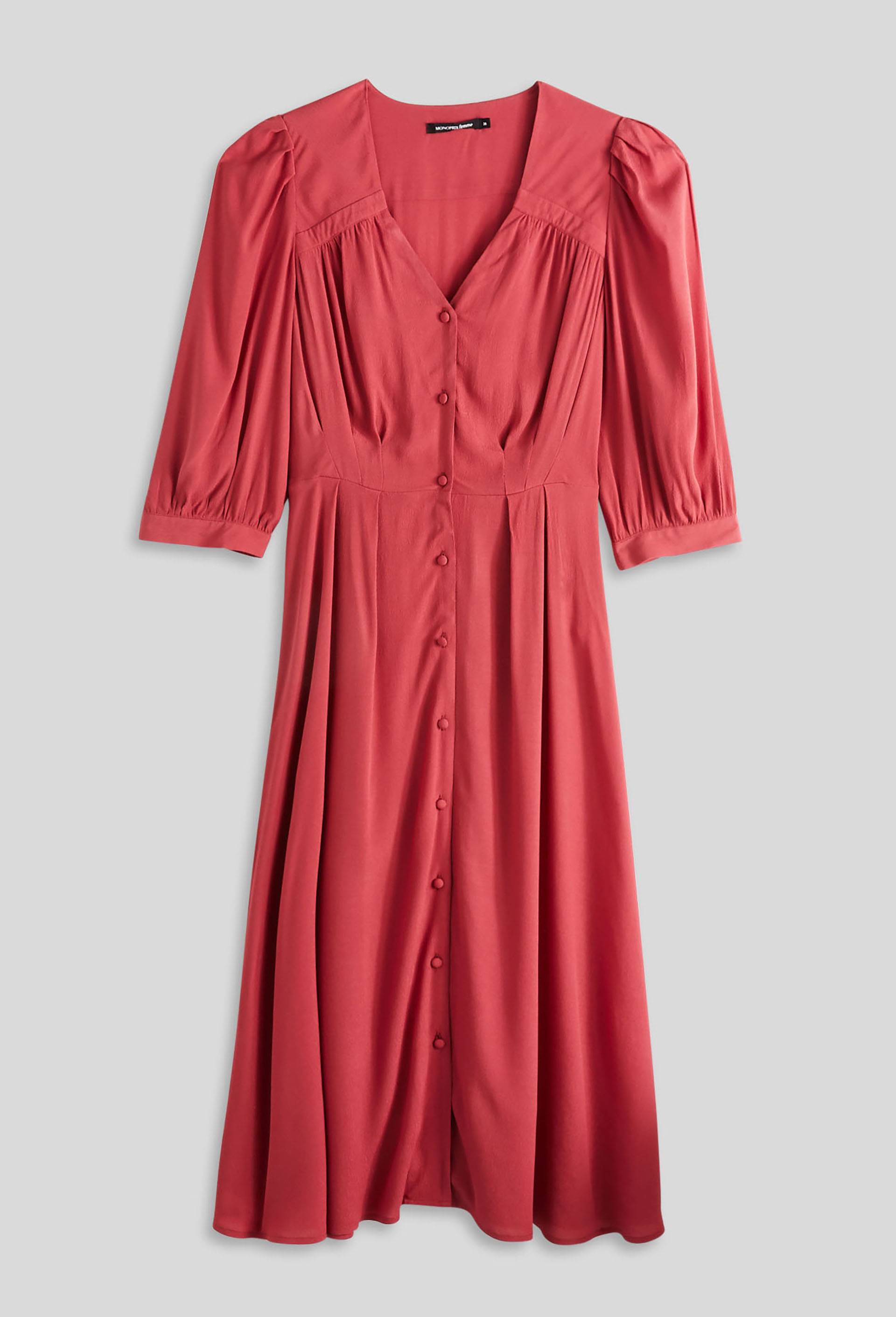 Robe en viscose à manches 3/4, Rouge foncé, large image number 2.0