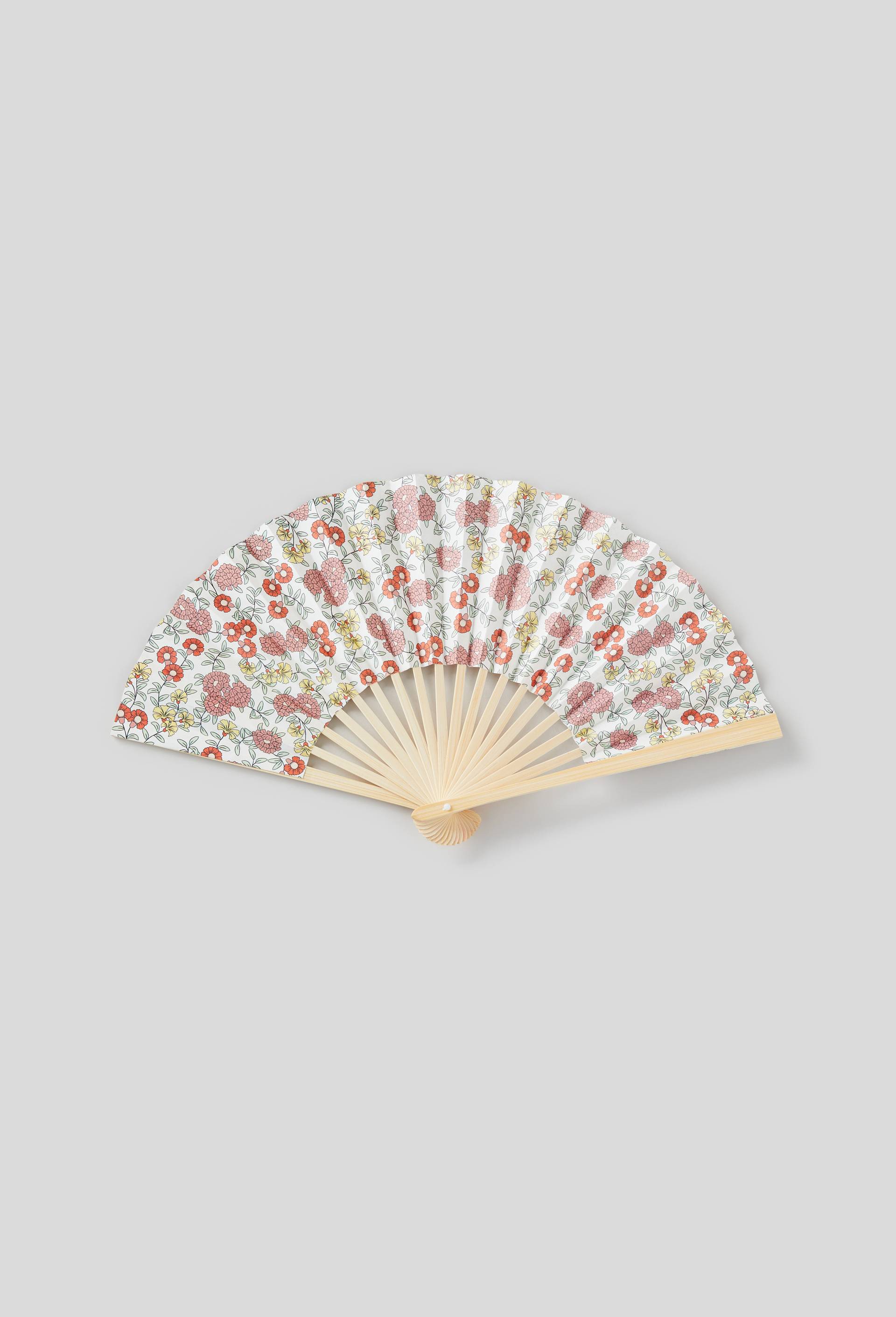 Eventail, motif fleurs, Rose clair, large image number 0.0