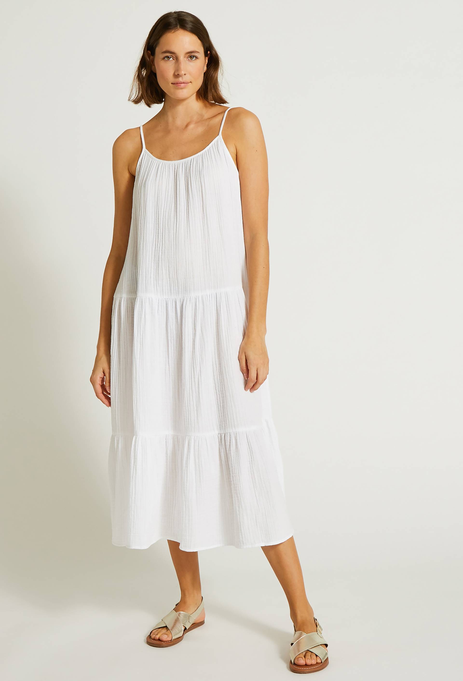Robe de plage, coton issu de l'agriculture biologique, Blanc, large image number 0
