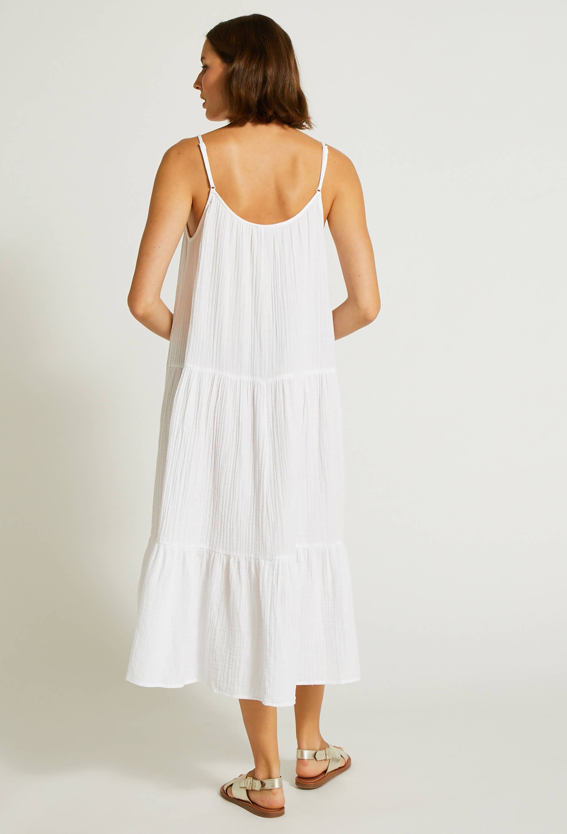 Robe de plage, coton issu de l'agriculture biologique, Blanc, large image number 1