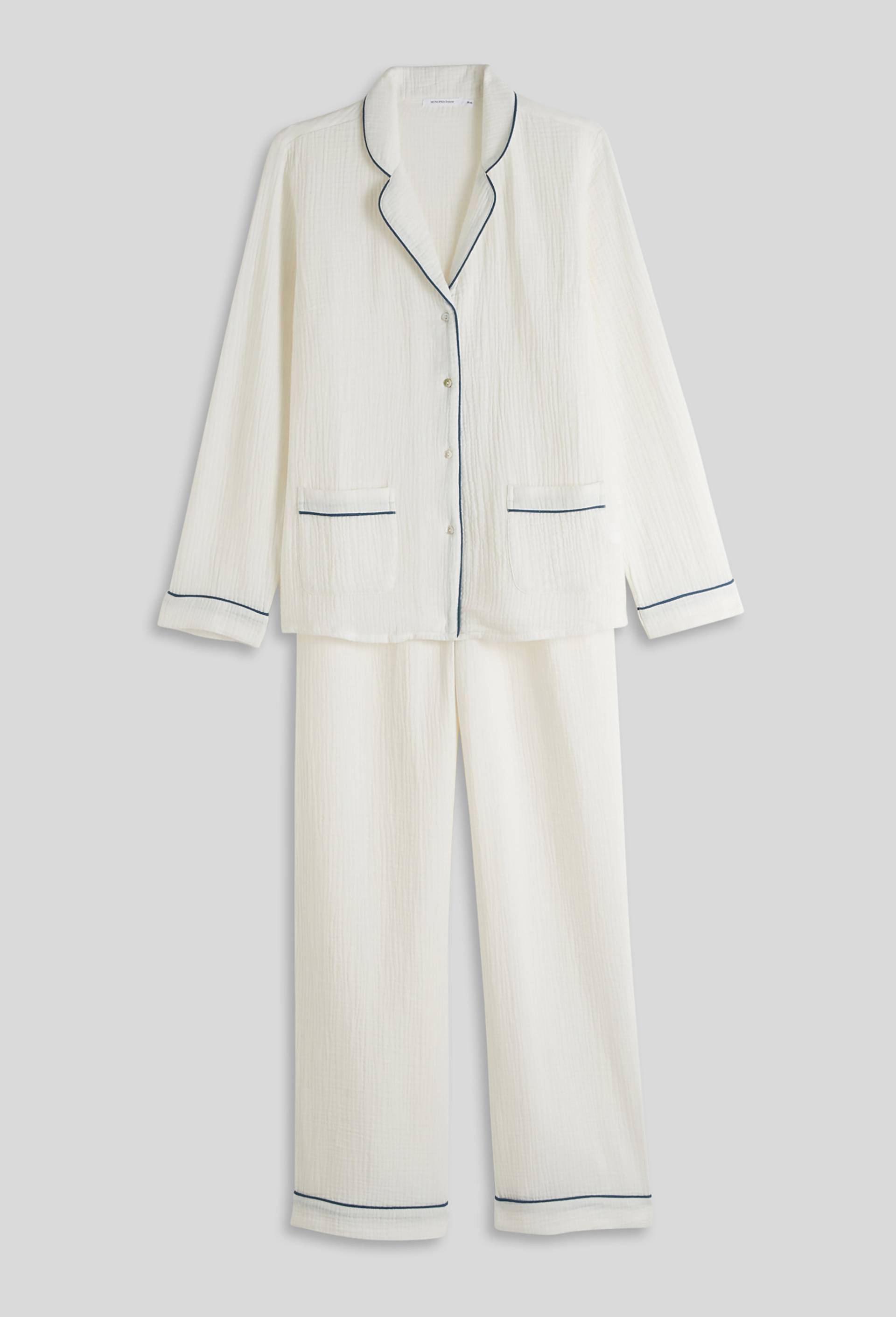 Pyjama col tailleur en coton BIO, Blanc, large image number 2