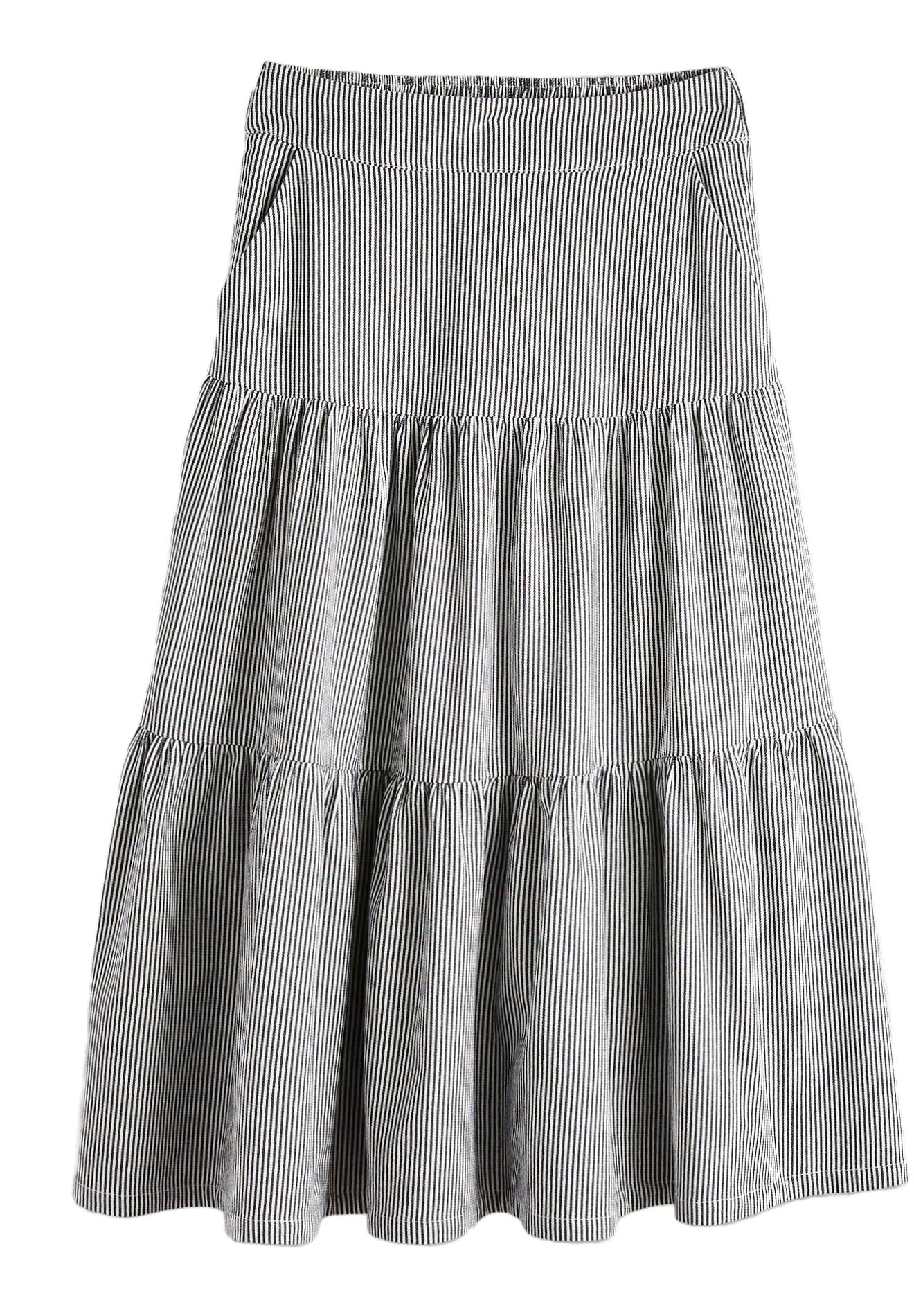 Jupe midi rayée, oekotex, Bleu foncé, large image number 5