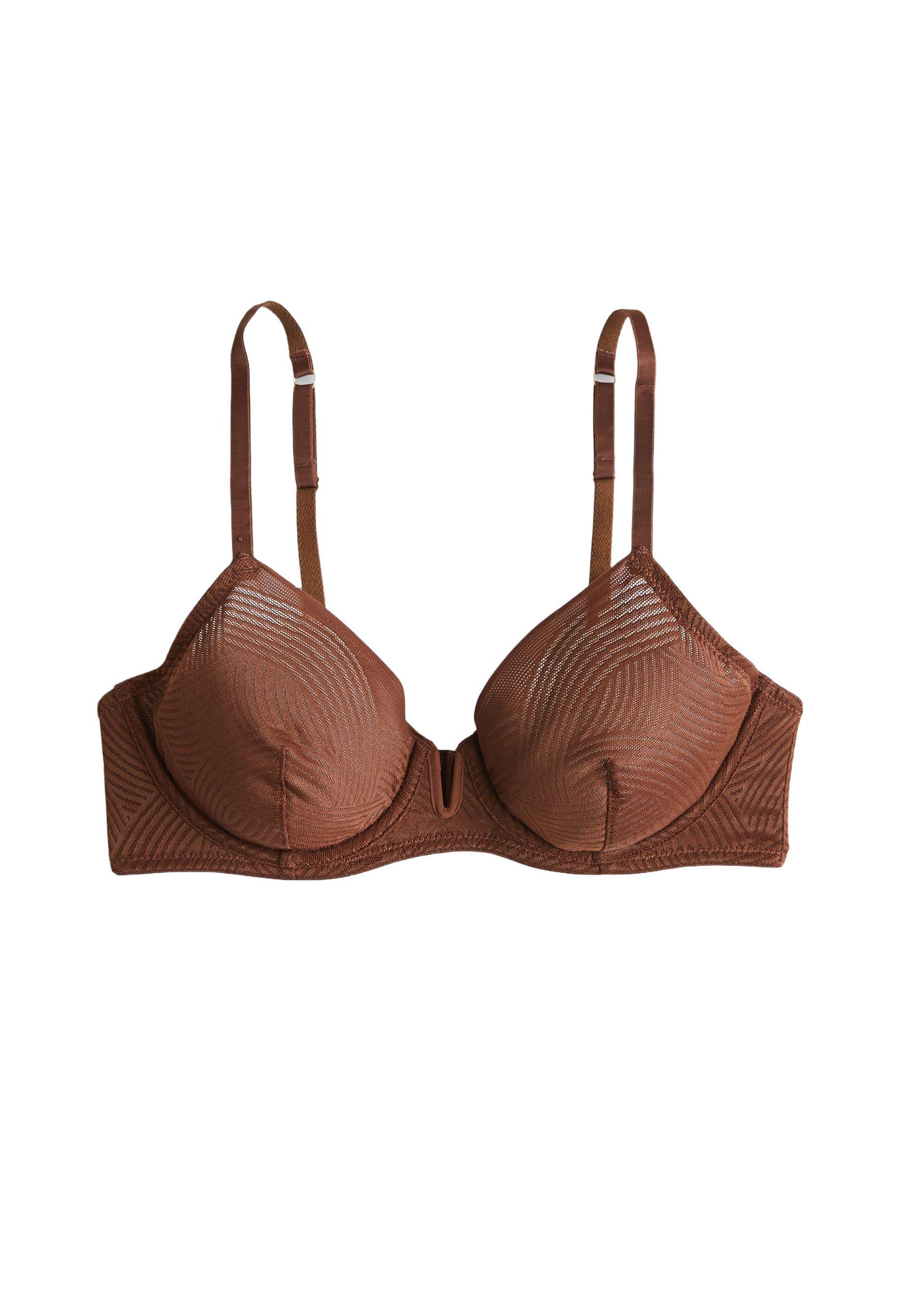 Soutien-gorge corbeille balconnet ORNELLA en dentelle graphique, Brun, large image number 3