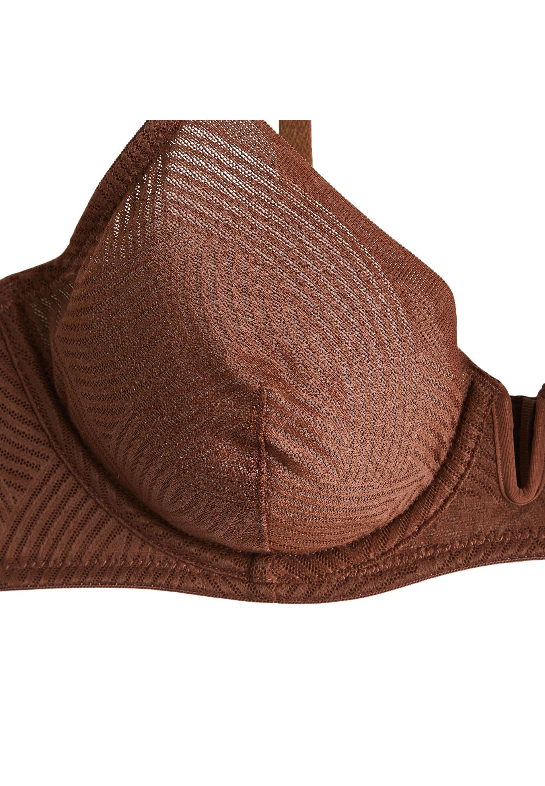 Soutien-gorge corbeille balconnet ORNELLA en dentelle graphique, Brun, large image number 5