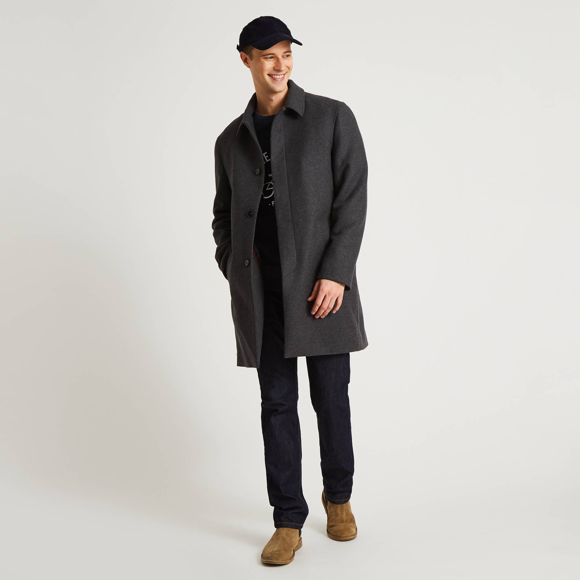 Manteau contenant de la laine, Gris foncé, large image number 0