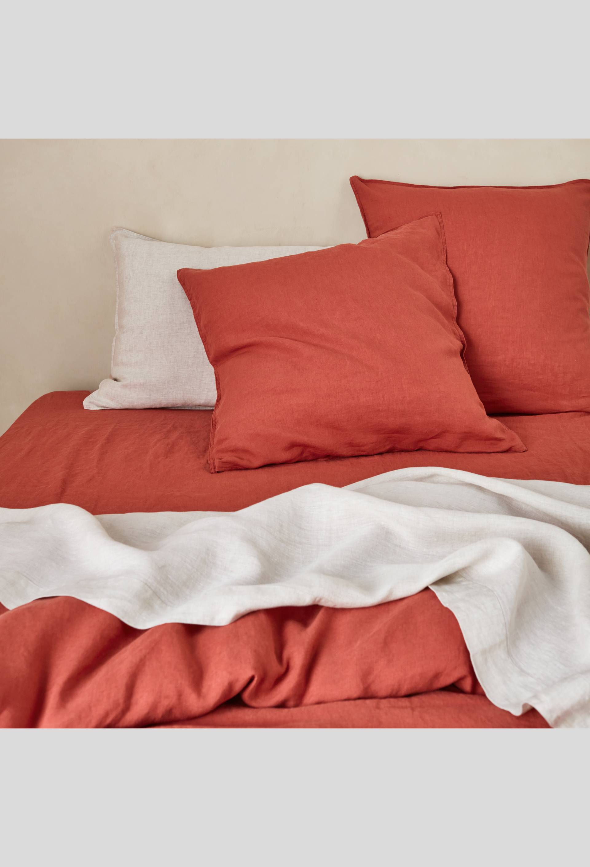Housse de couette 2 personnes, 260x240cm, lin, exclusivité web, Rouge, large image number 1.0