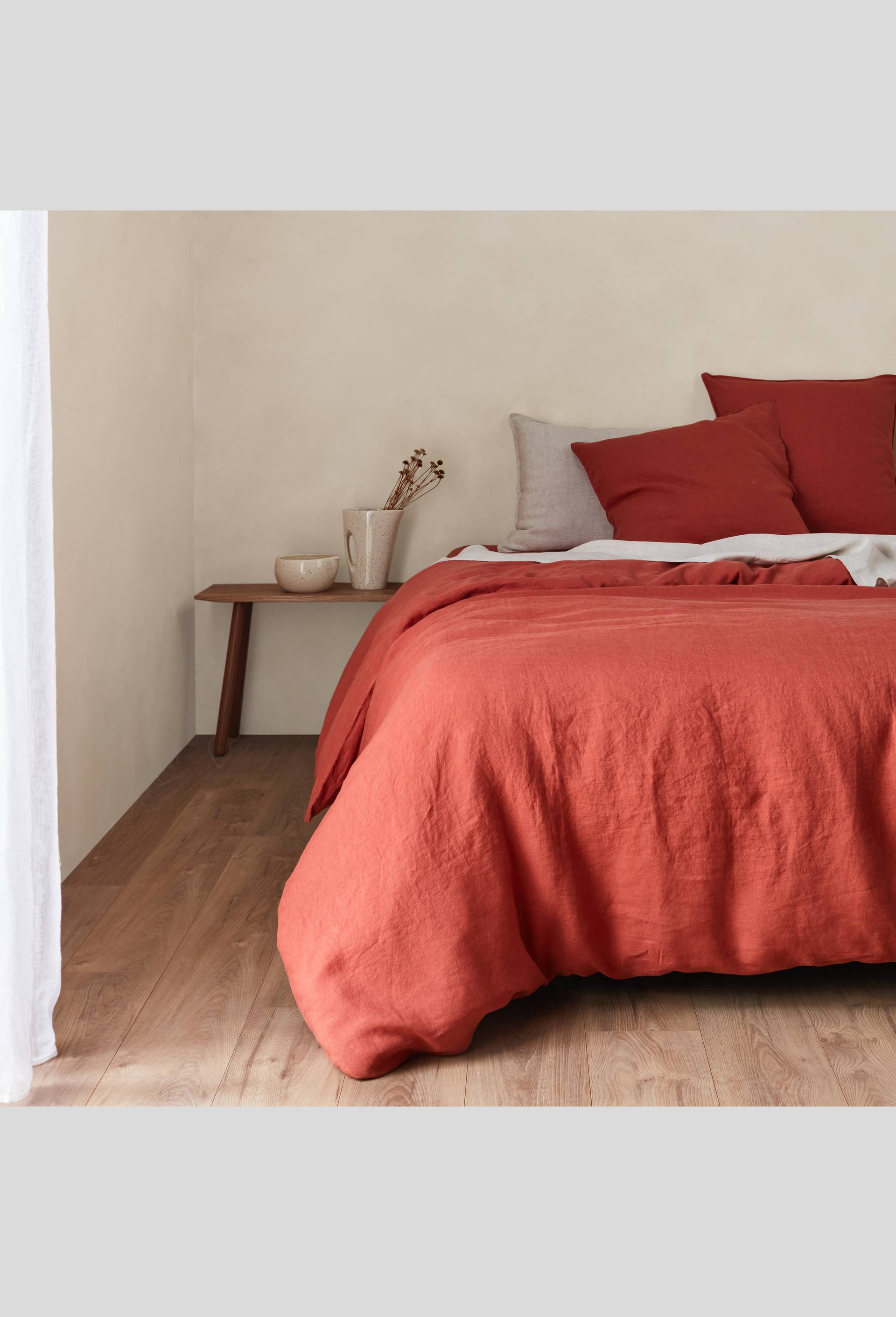 Housse de couette 2 personnes, 260x240cm, lin, exclusivité web, Rouge, large image number 2.0