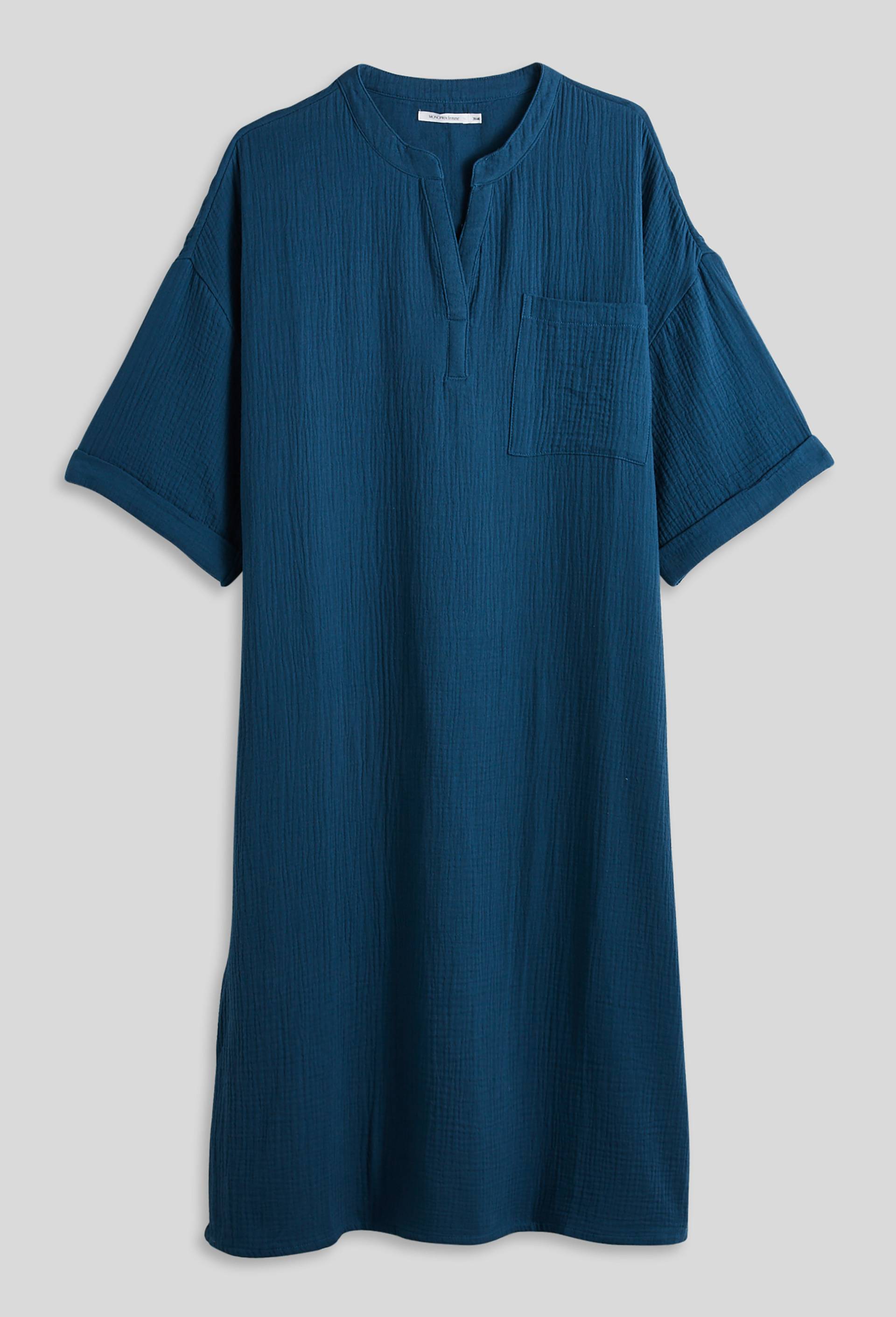 Chemise de nuit gaze de coton BIO, BLEU, large image number 2