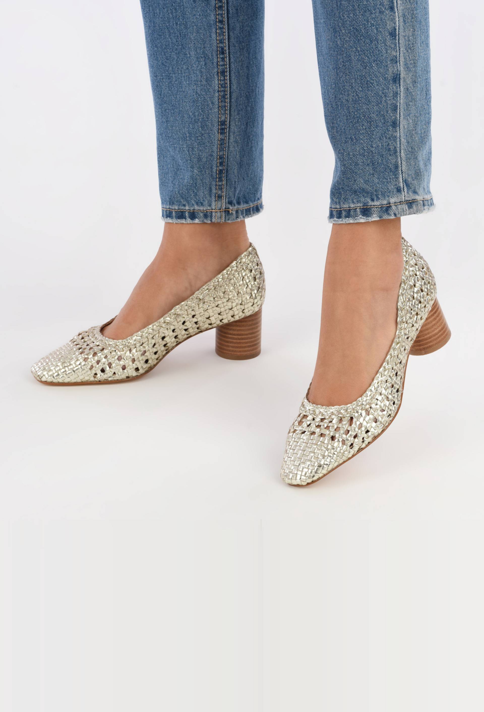 Escarpins en cuir tressé marron roux - Chaussures Escarpins en cuir tressé marron roux - Chaussures