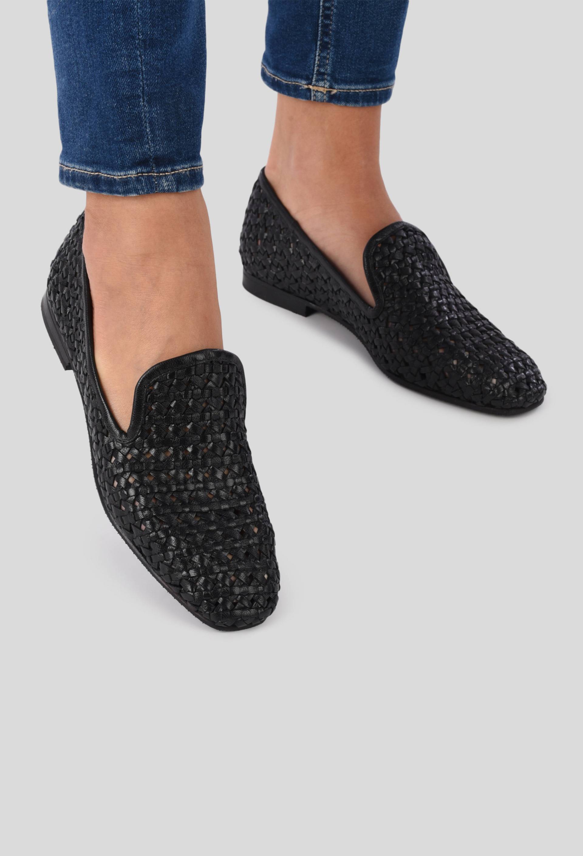 Slippers tressés en cuir, Noir, large image number 1.0